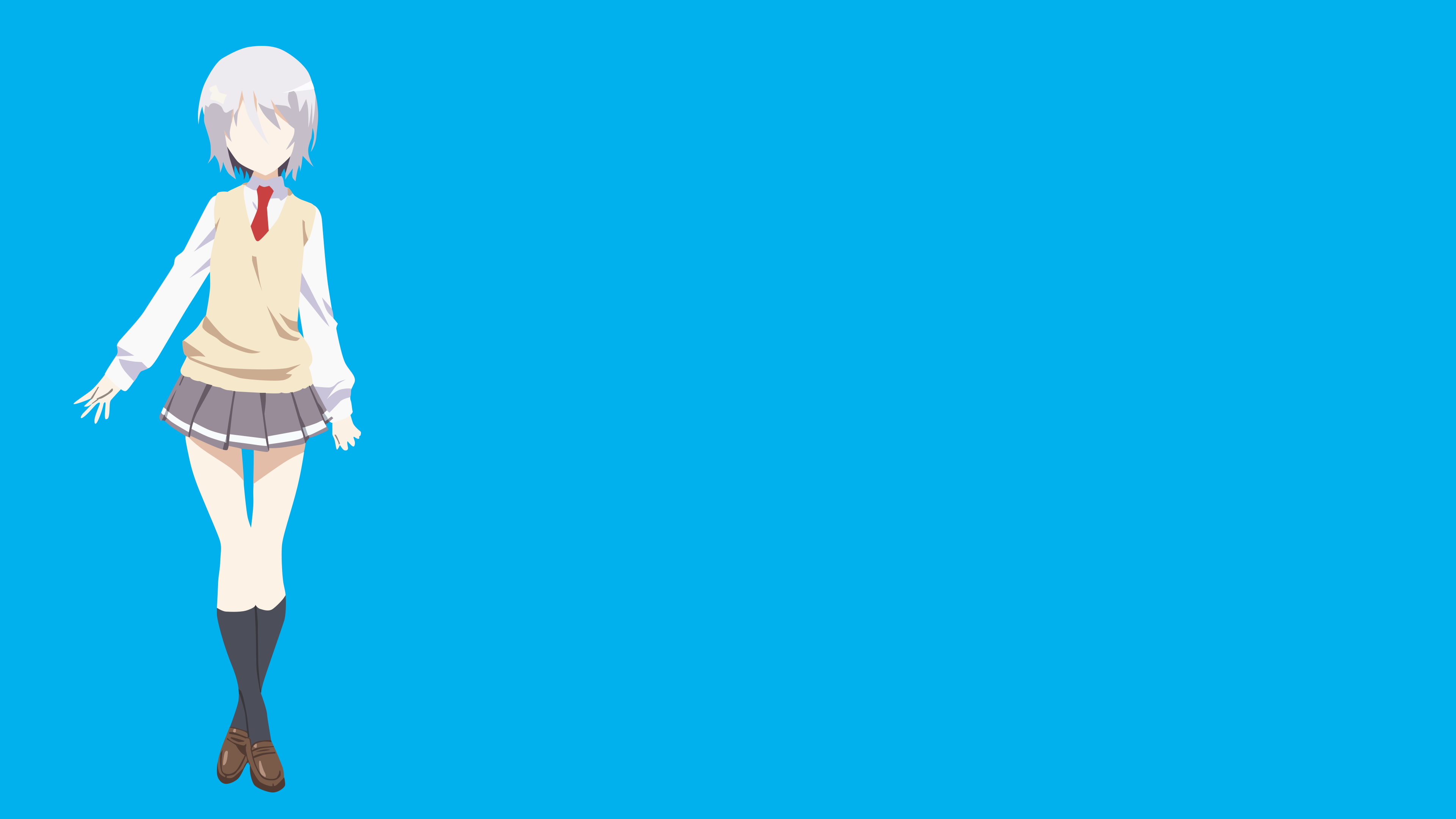 blue, young adult, anime girls, females, happiness, standing, blue background, full length, colored background, Gakuen Love Comedy wo Zenryoku de Jama Shiteiru, HD Wallpaper