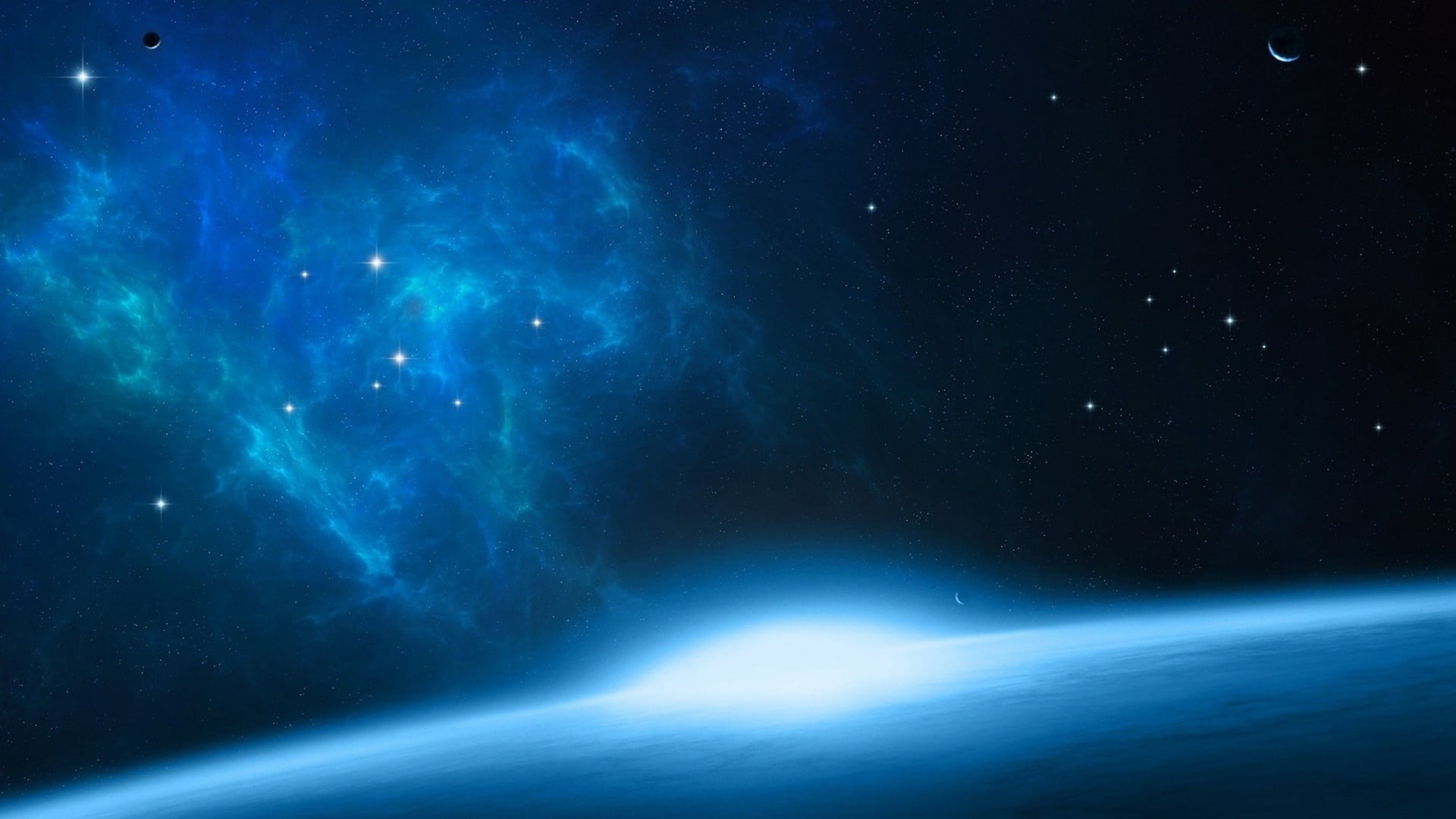 blue, space, environment, cloud - sky, sunrise, nature, summer, planet, art, dark blue, star field, glowing, star - space, dark, sun, atmosphere, illuminated, HD Wallpaper