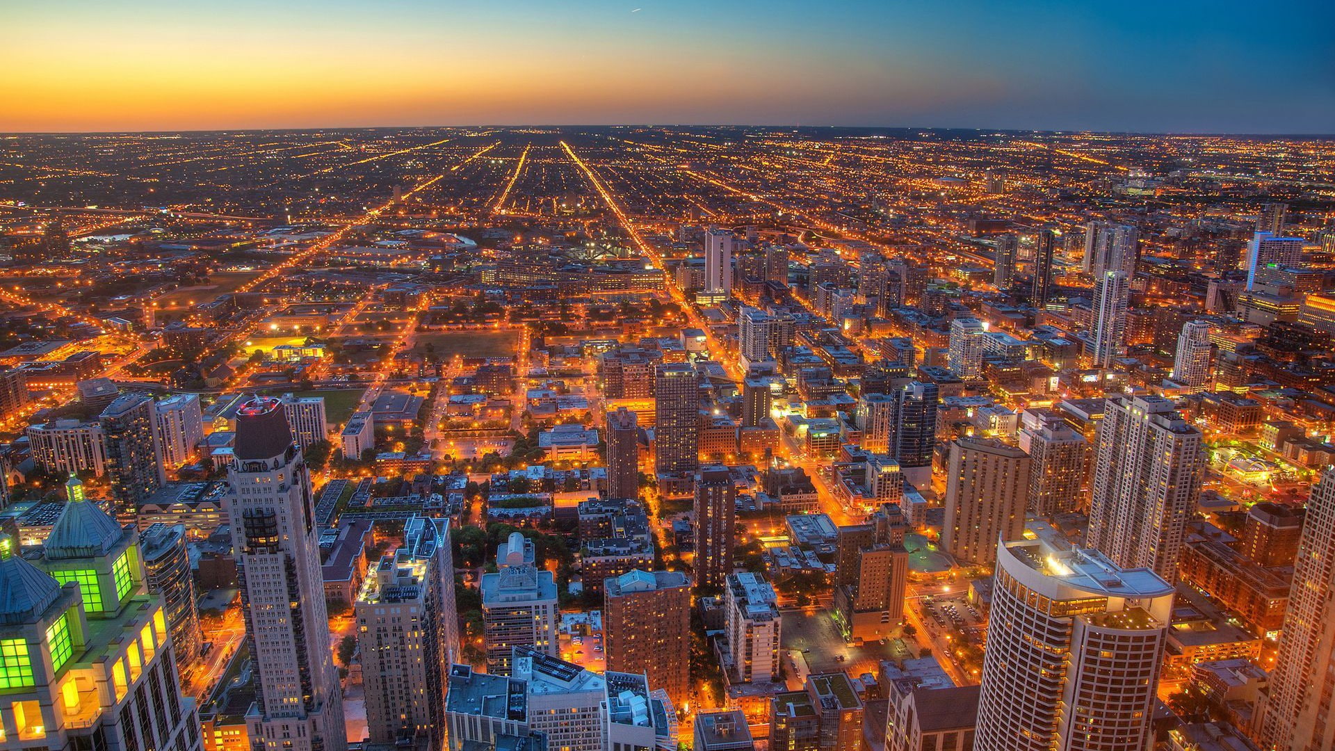 outdoors, sky, building exterior, residential district, no people, office building exterior, 1080P, urban sprawl, Chicago, tall - high, building, travel destinations, HD Wallpaper
