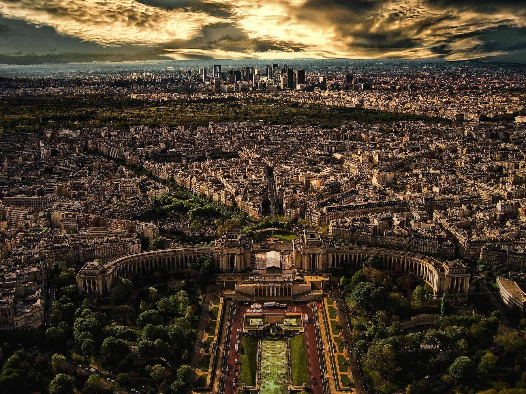 day, 720P, cityscape, view, city, ancient civilization, outdoors, tourism, cloud - sky, sky, urban sprawl, aerial, illustration, built structure, high angle view, HD Wallpaper