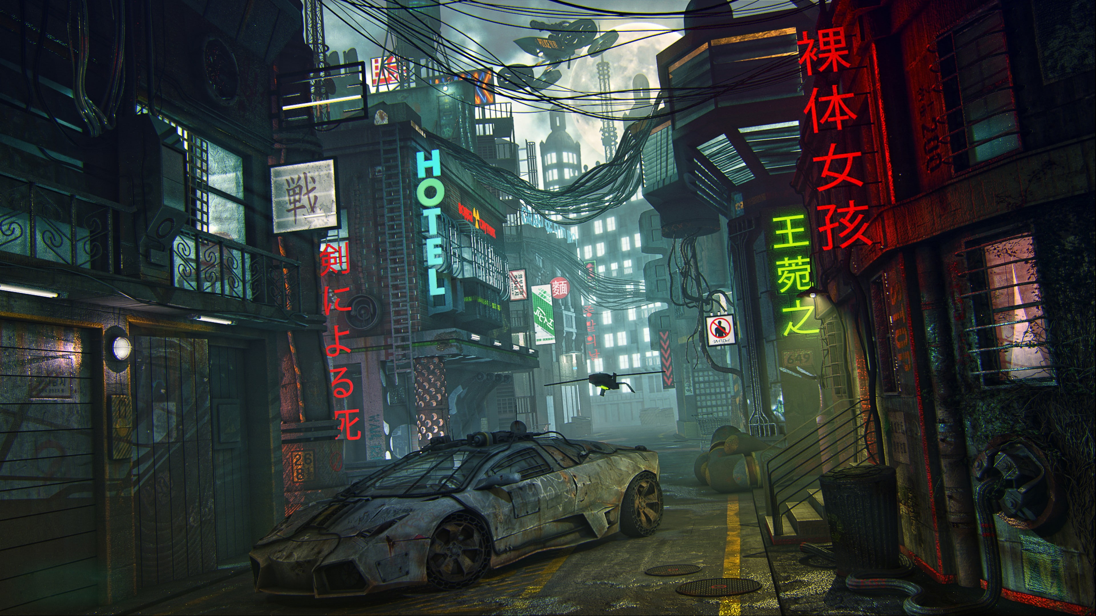 4K, cyberpunk, future world, 4K, futuristic, HD Wallpaper