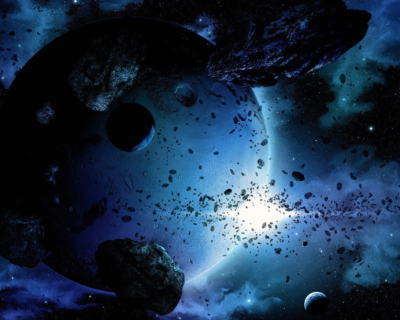 space, floating, gray, planet, 720P, cool, dark, cool space, HD Wallpaper