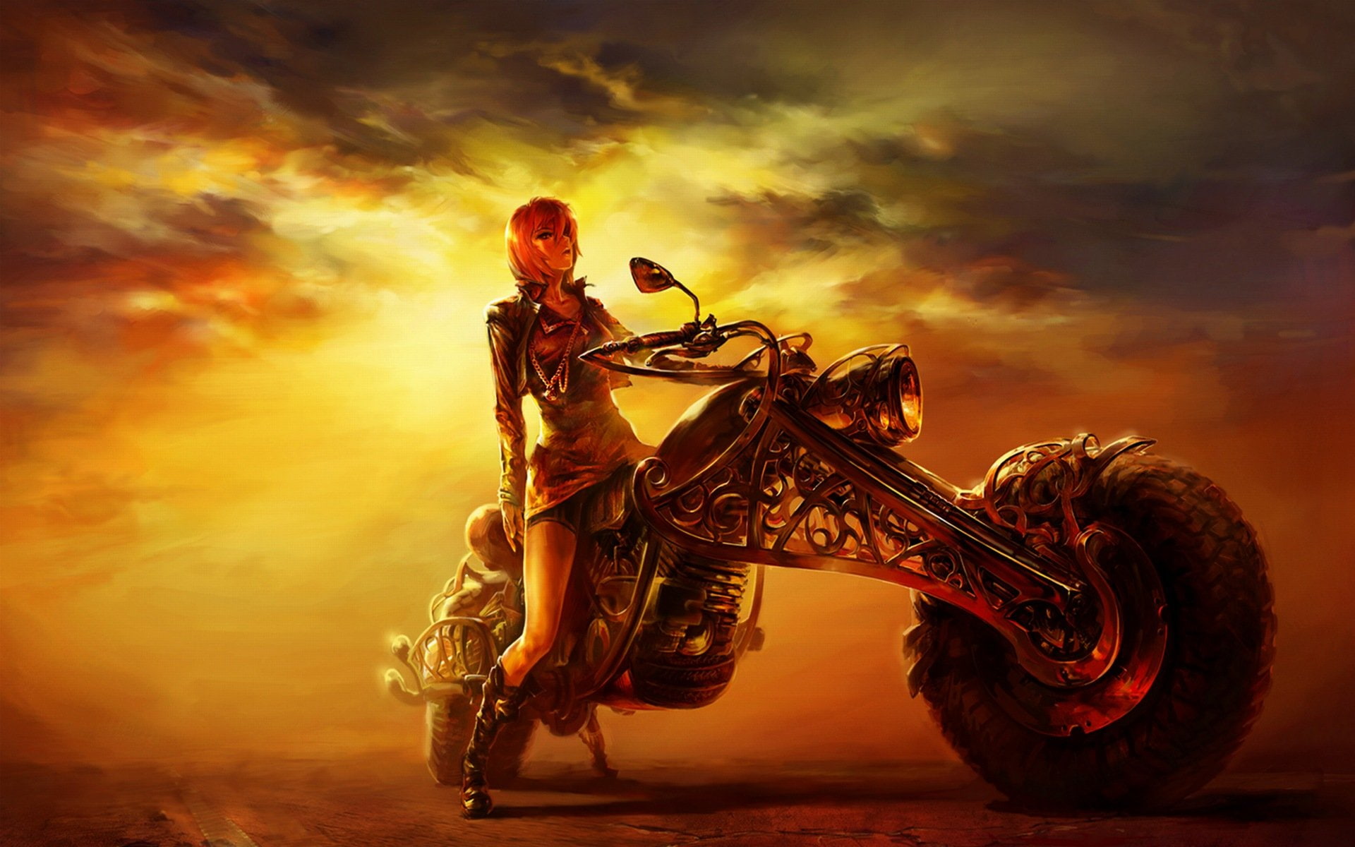 girl, 1080P, biker, HD Wallpaper