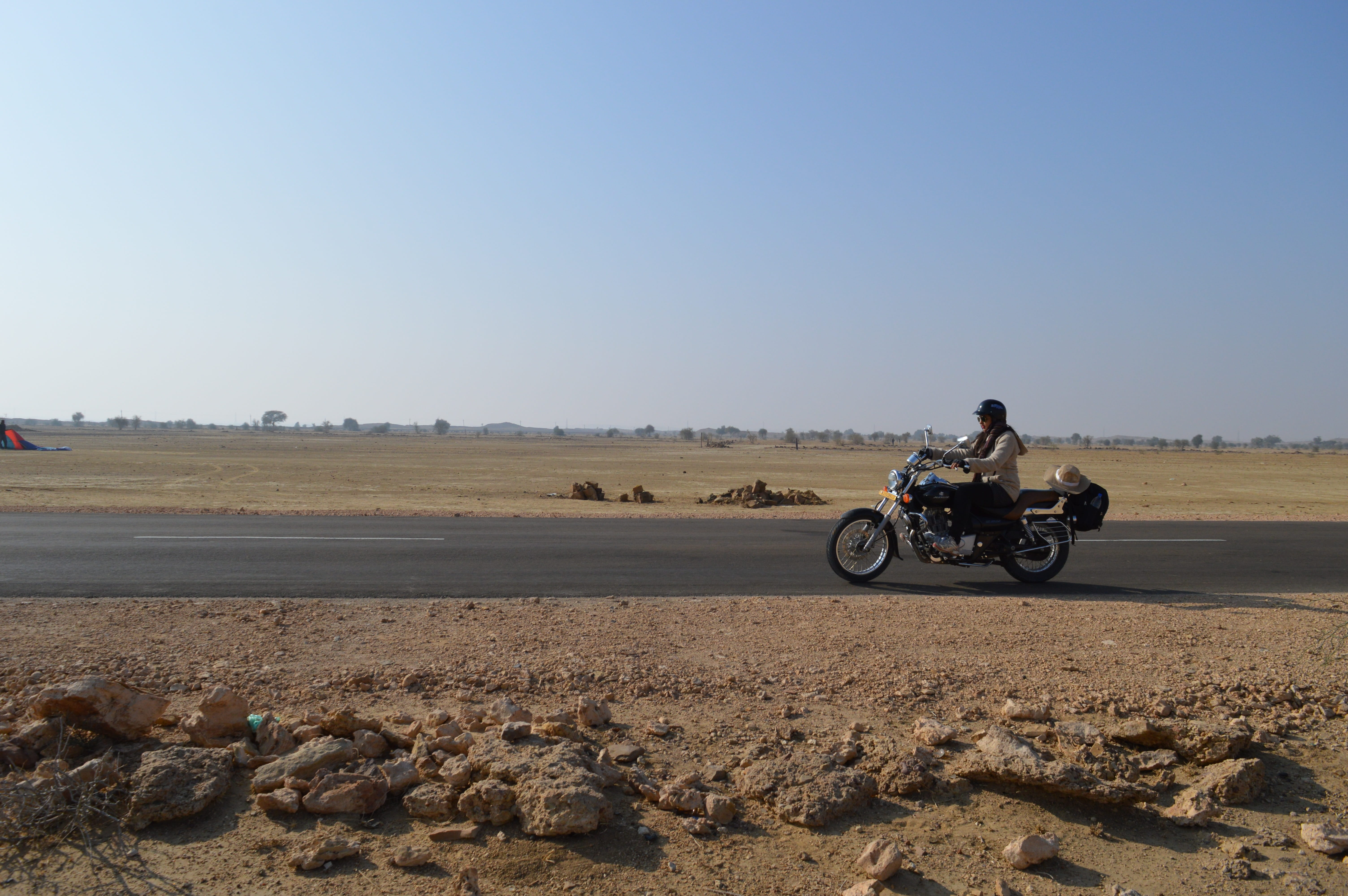 crash helmet, Freedom, copy space, desert, 5K, sky, one person, outdoors, Girl, landscape, climate, dom, adventure, land, side view, full length, transportation, HD Wallpaper