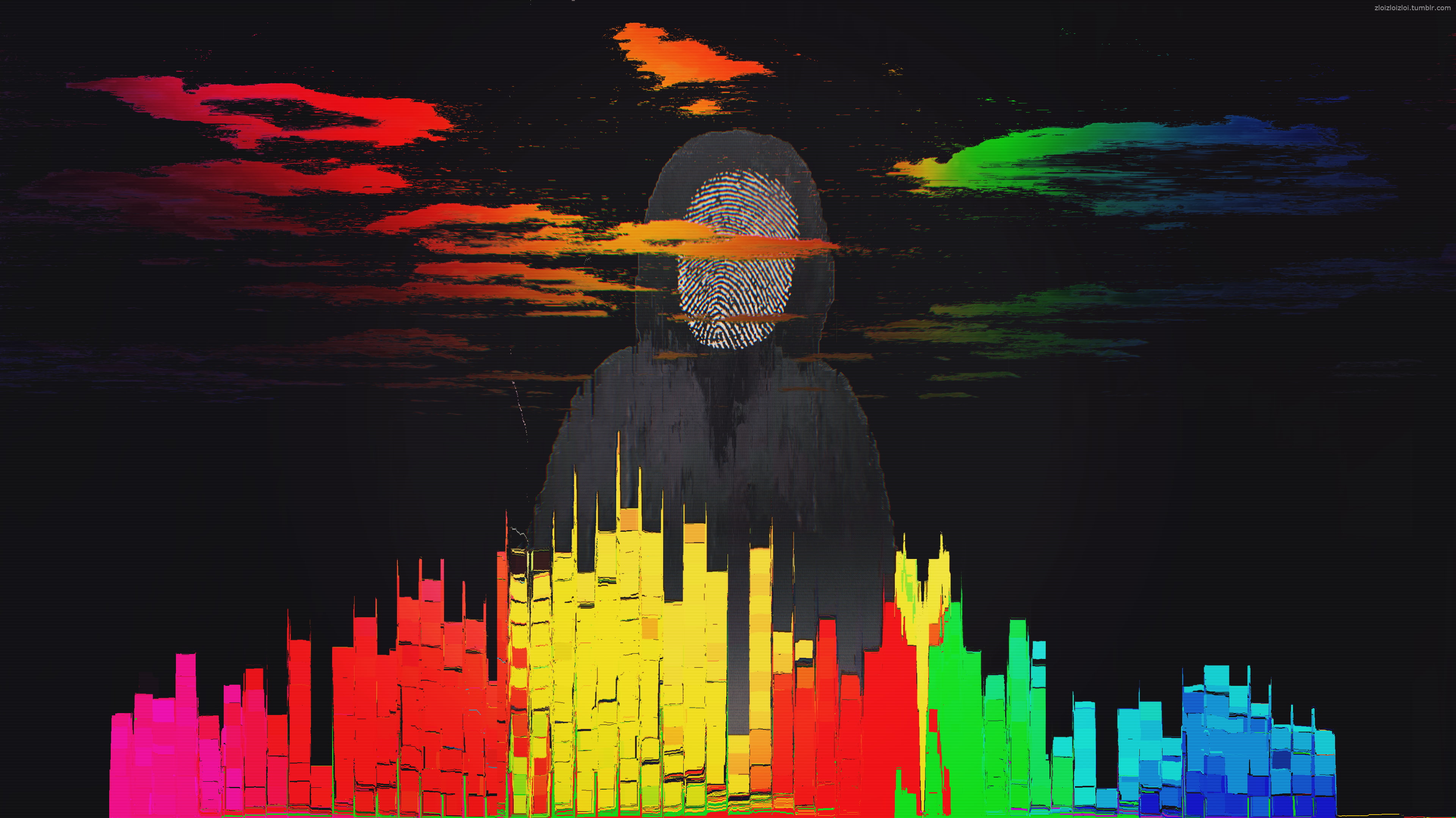 abstract, 4K, city, glitch art, HD Wallpaper