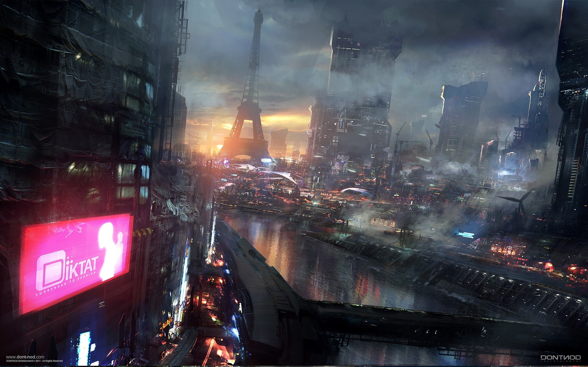 science, hd, Futuristic, 1080P, adrift, art, fiction, smoke, x, rivers, cityscapes, nature, buildings, HD Wallpaper