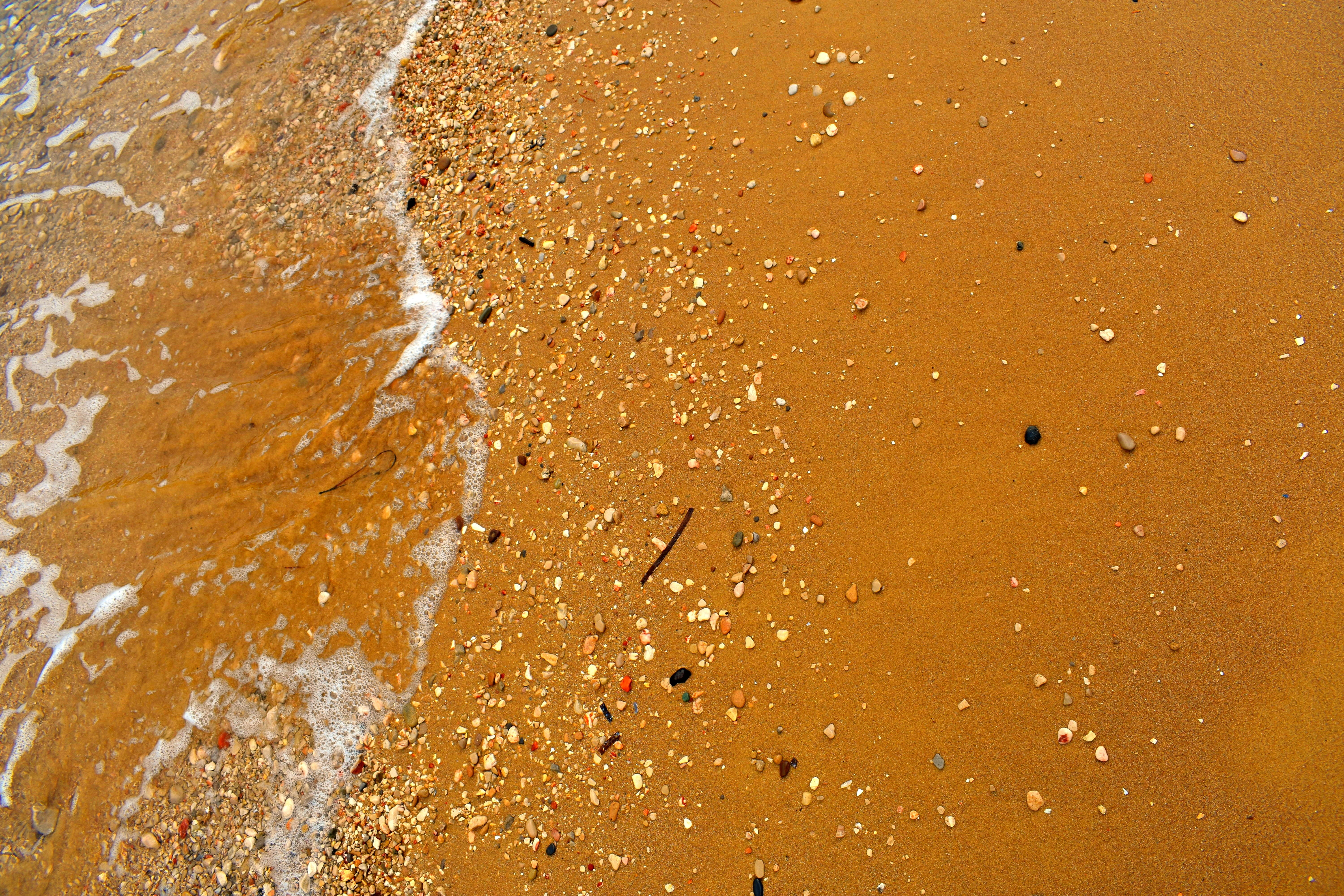 brown, textured, pattern, shoreline, wall - building feature, beach, built structure, stranded, foam, 5K, ocean, backgrounds, aerial, yellow, sea, sea line, HD Wallpaper