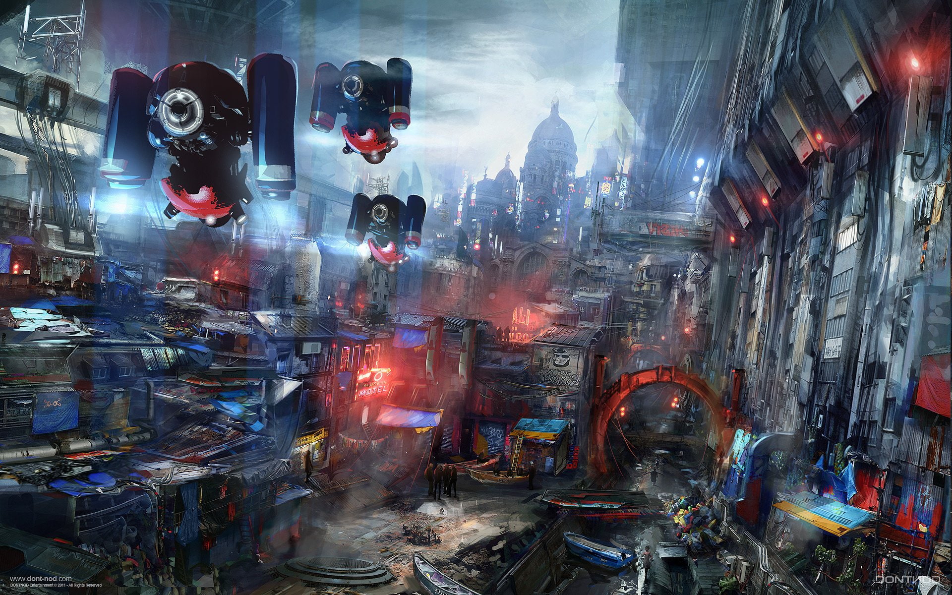 City, Artistic, Robot, Vehicle, 1080P, Adrift, Video Game, HD Wallpaper