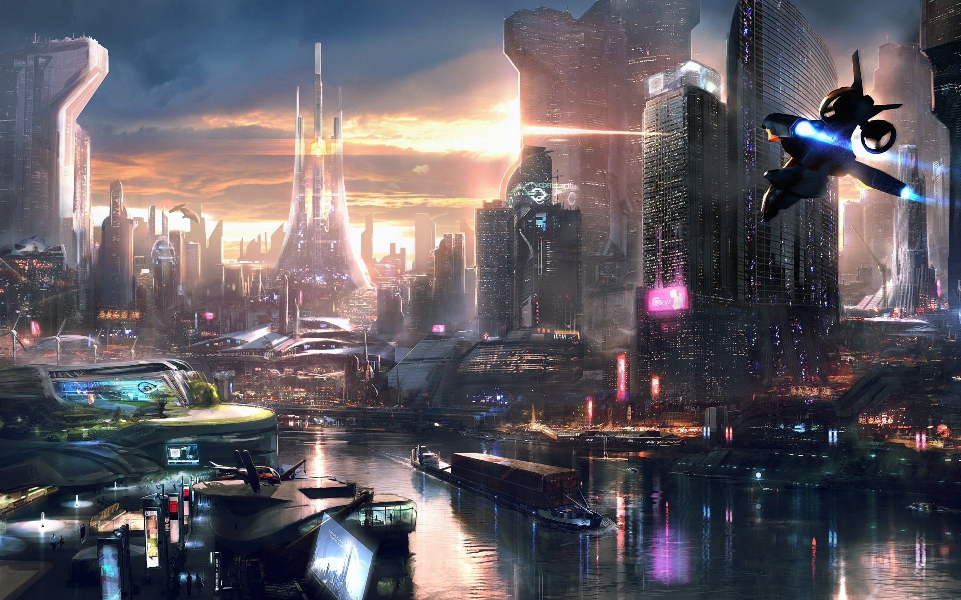 Adrift, Sci Fi, 1080P, Spaceship, Video Game, City, HD Wallpaper