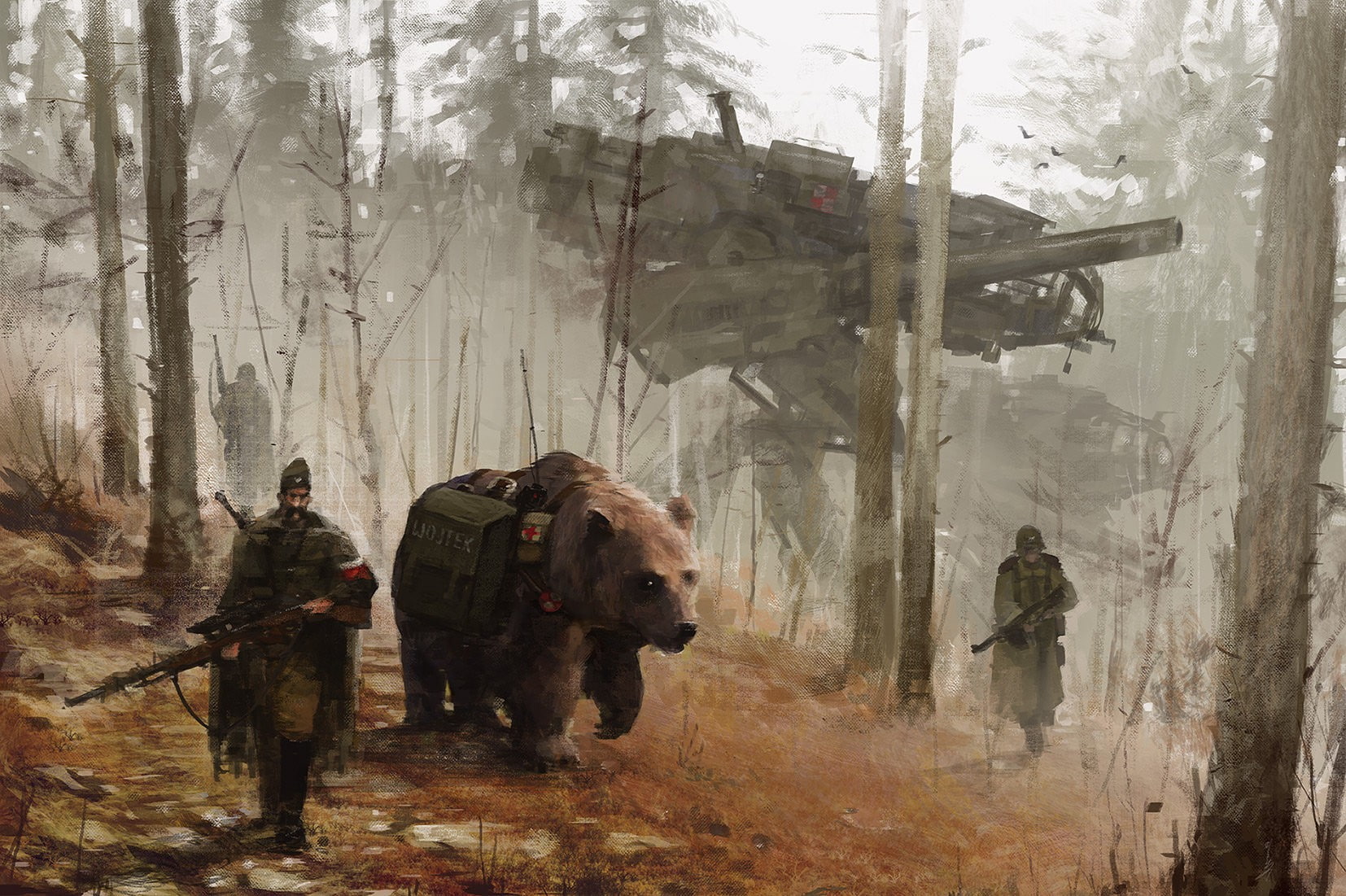 Wojtek, Jakub Różalski, Poland, Monte Casino, 1920, 720P, digital art, painting, HD Wallpaper