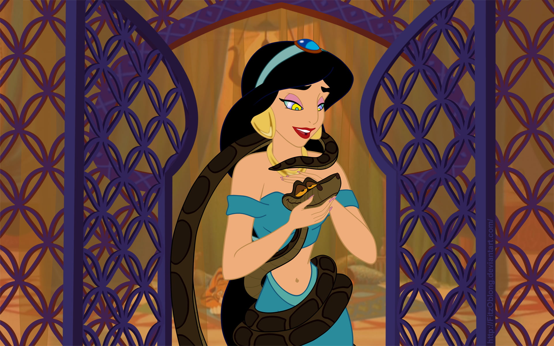 Crossover, Kaa (Jungle Book), Movie, 1080P, Princess Jasmine, HD Wallpaper