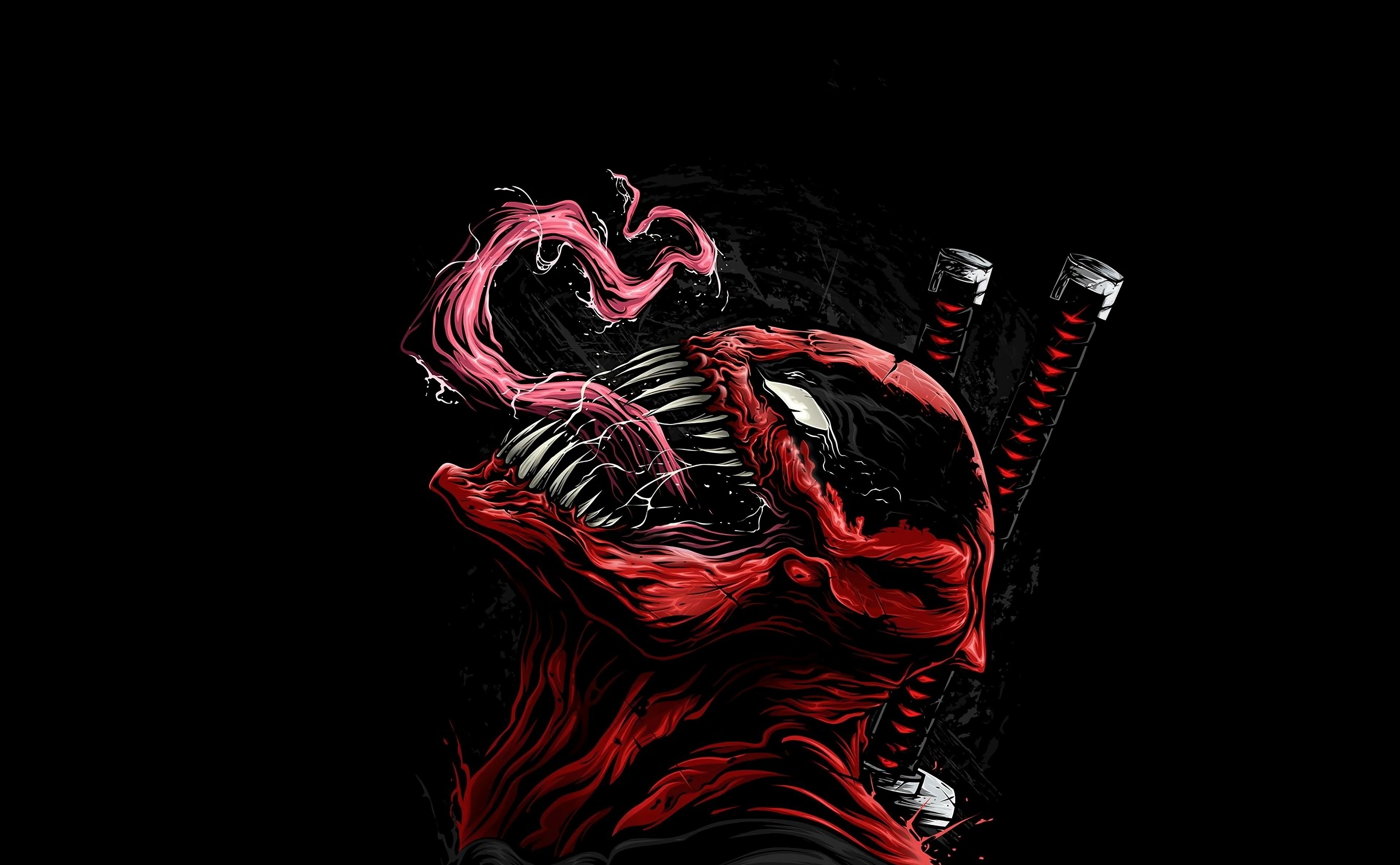 Cartoons, Artwork, supervillain, 4K, Others, Deadpool, Comics, Venom, Illustration, HD Wallpaper