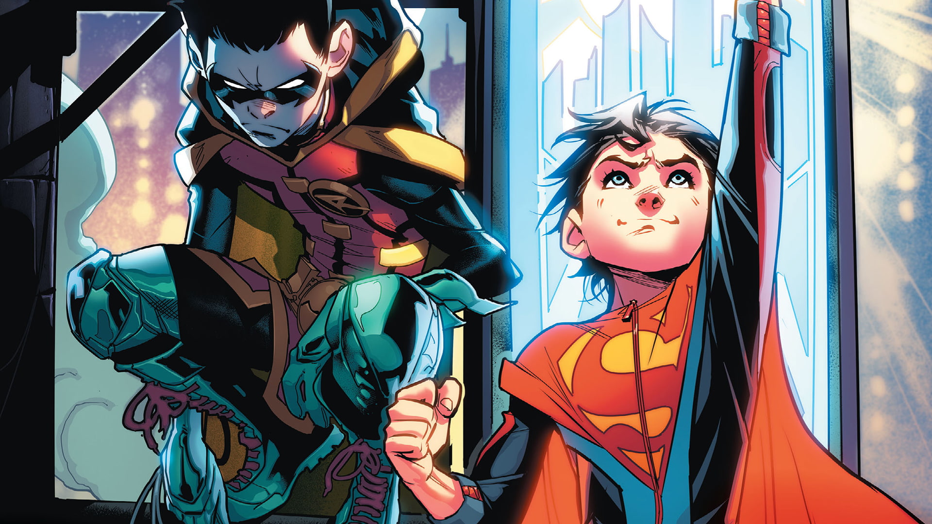 Superboy, Super-Sons, Damian Wayne, Robin (DC Comics), Batman, DC Comics, 1080P, Superman, Comics, HD Wallpaper