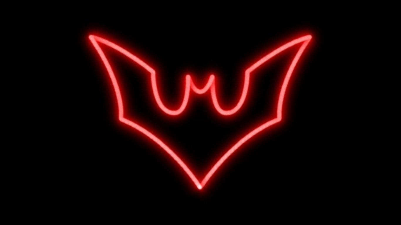 light - natural phenomenon, night, lighting equipment, text, 720P, neon, glowing, red, studio shot, communication, motion, indoors, batman beyond, black background, HD Wallpaper