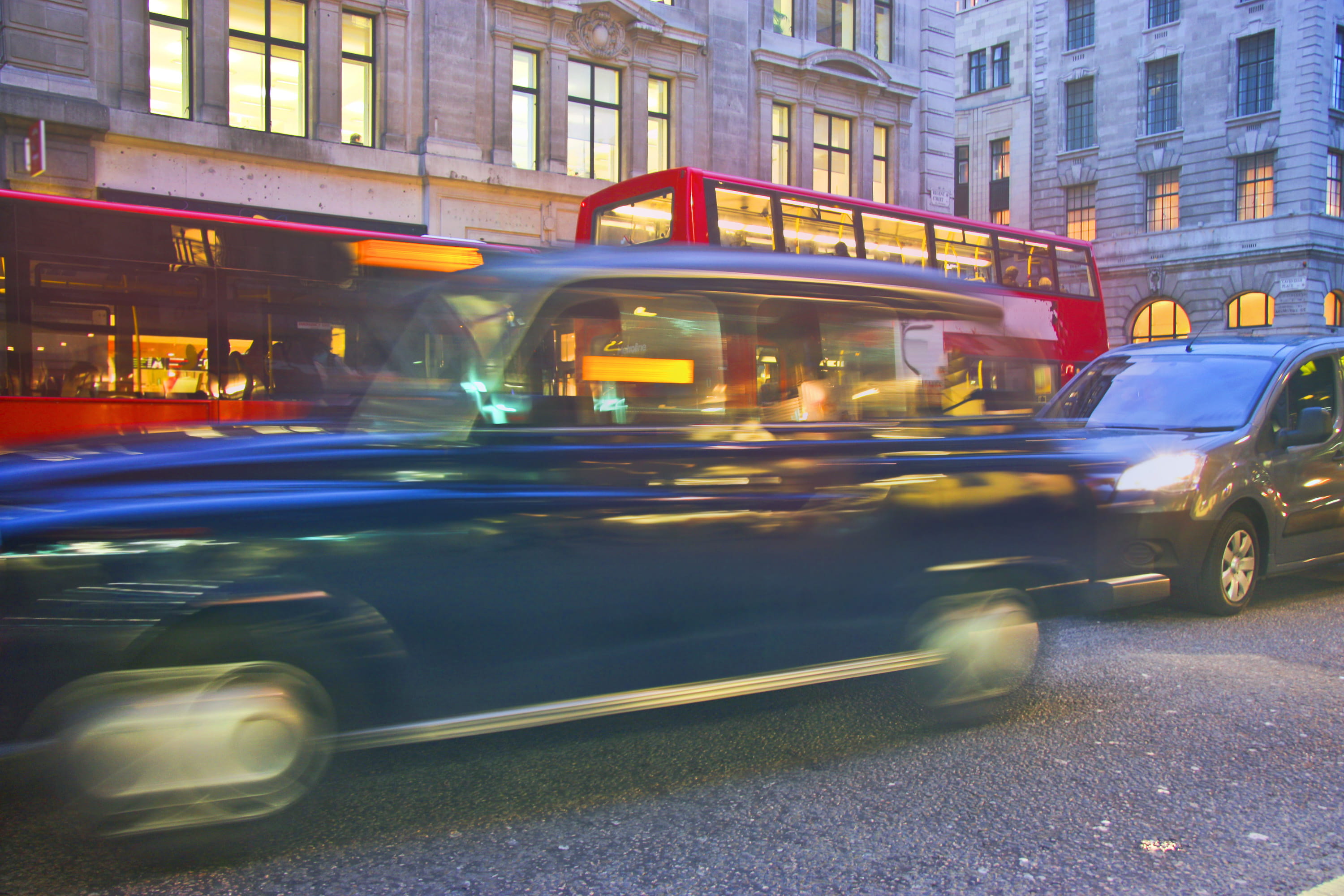 lights, double, blur, lapse, double-decker bus, road, no people, night, outdoors, shot, mode of transportation, land vehicle, on the move, motor, buses, HD Wallpaper