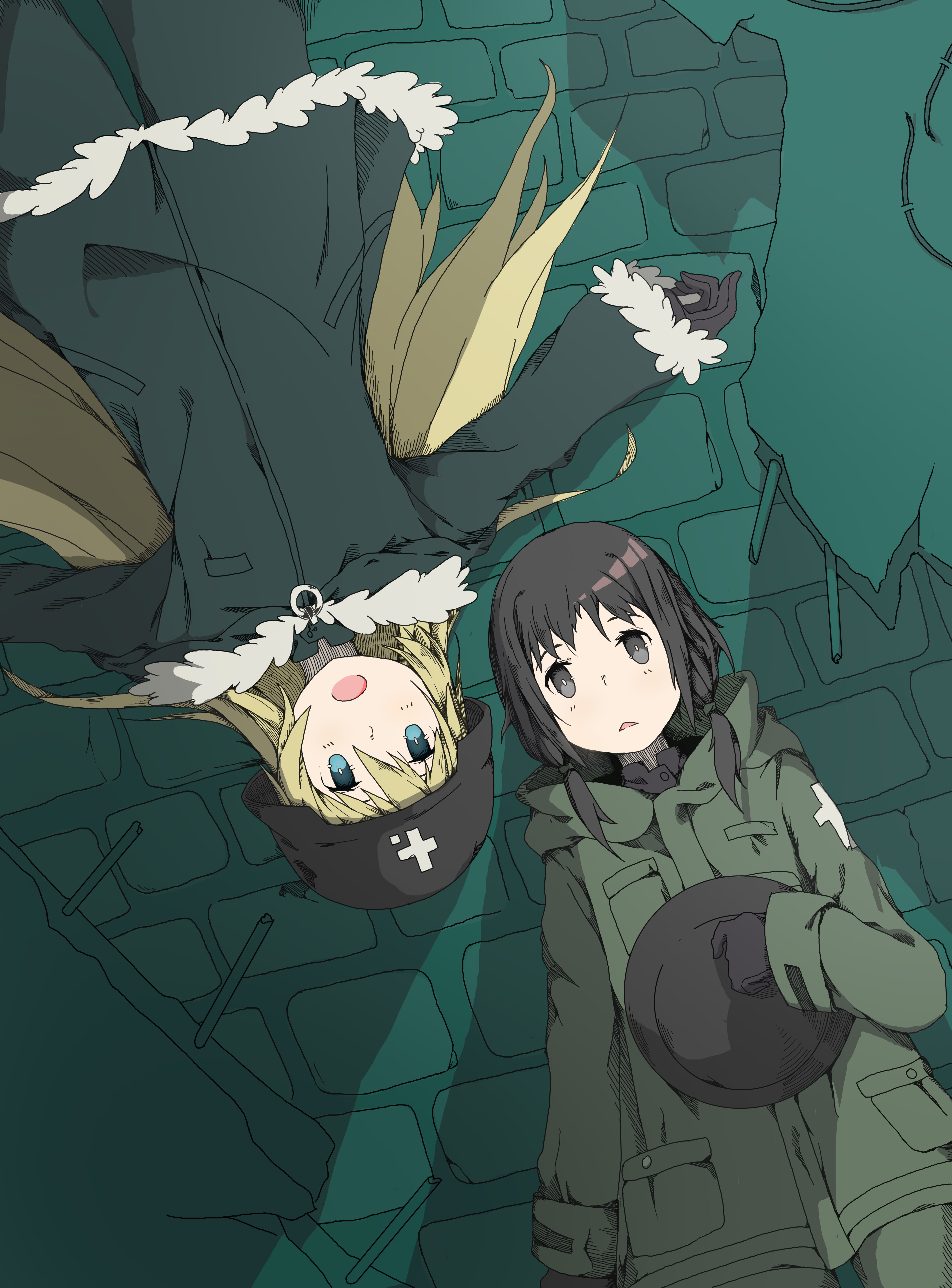 Shoujo Shuumatsu Ryokou, butterfly - insect, art and craft, plant, anime girls, outdoors, Chito (Shoujo Shuumatsu Ryokou), plant part, vertebrate, animal themes, Phone HD Wallpaper