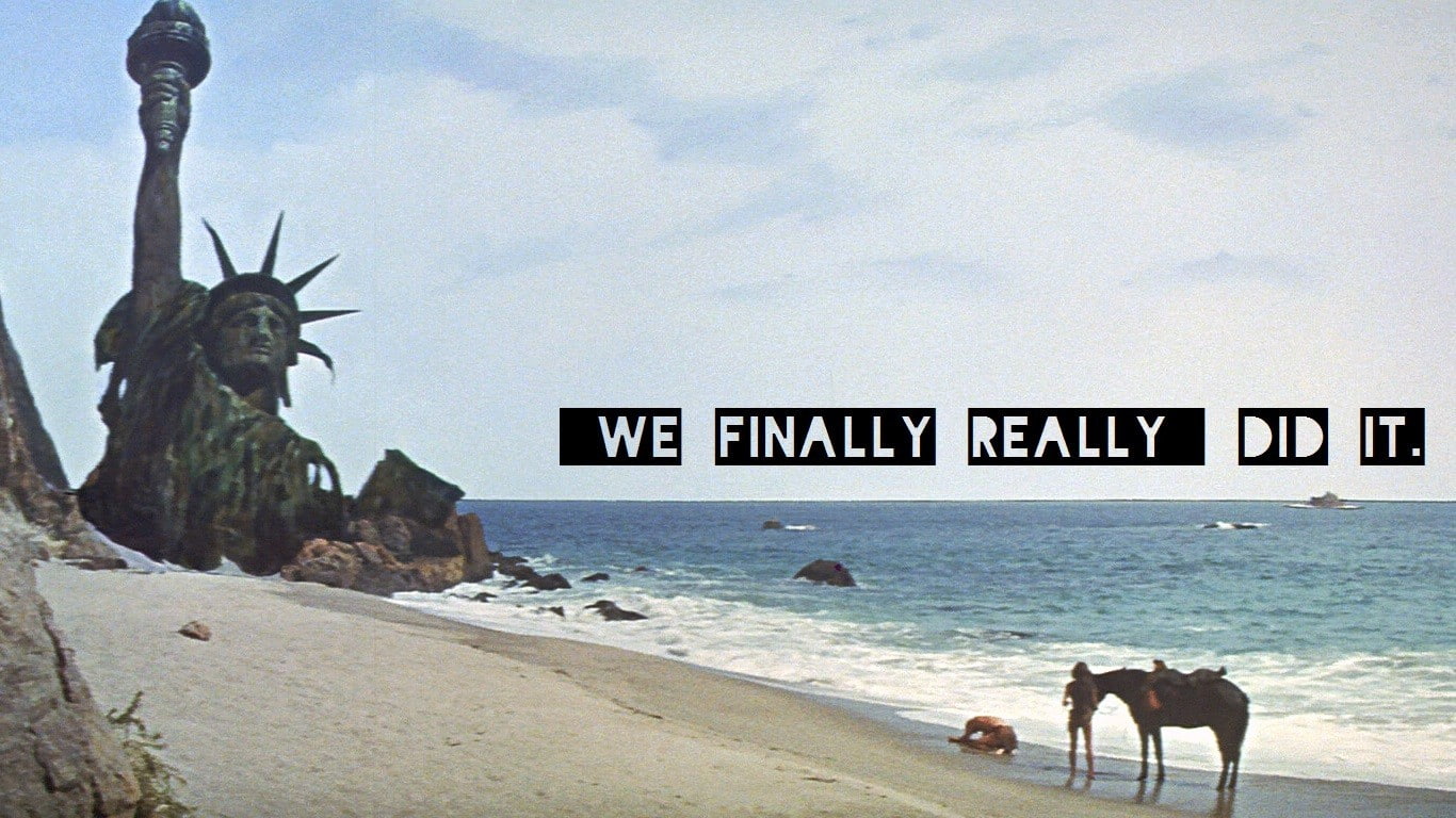 human representation, sea, day, no people, one animal, typography, water, sculpture, sky, art and craft, film stills, statue, 720P, movies, Planet of the Apes, HD Wallpaper