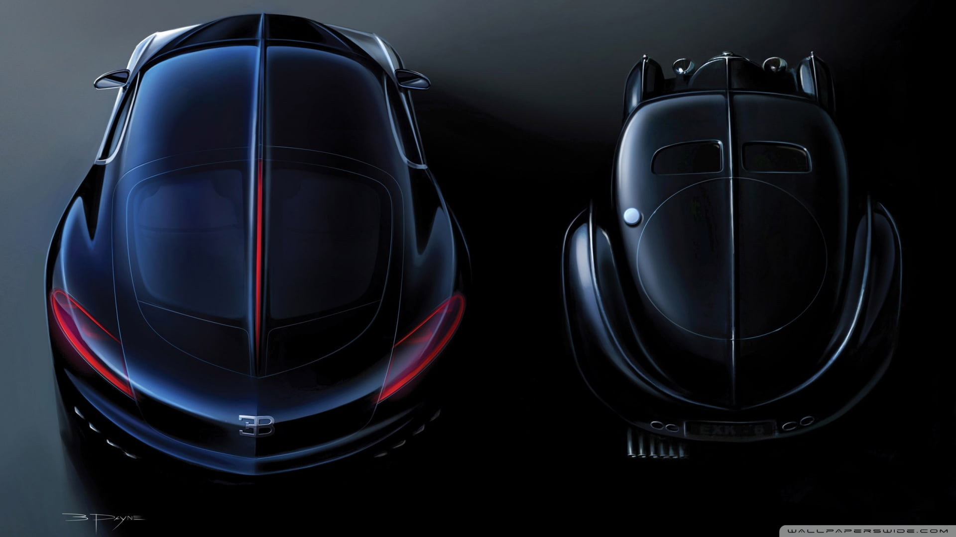 black, dark, reflection, night, still life, connection, group of objects, vehicle, studio shot, black background, blue, Bugatti, technology, close-up, communication, HD Wallpaper
