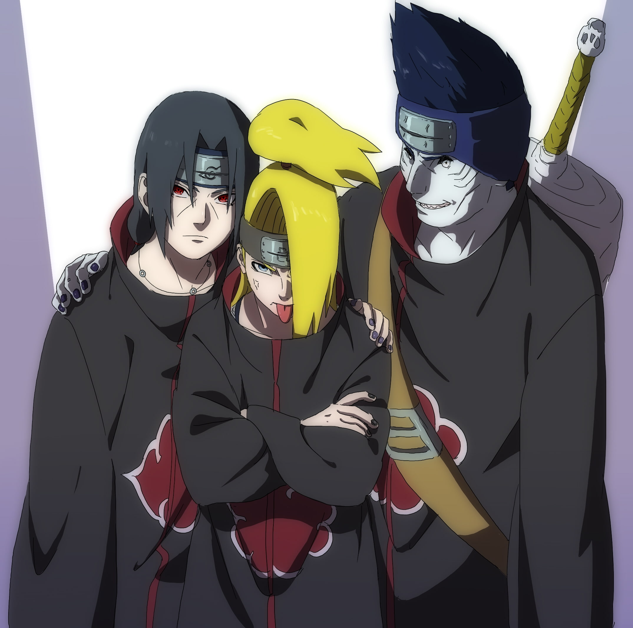 waist up, 1080P, deidara, togetherness, front view, disguise, uchiha itachi, leisure activity, obscured face, naruto, Anime, costume, clothing, unrecognizable person, HD Wallpaper