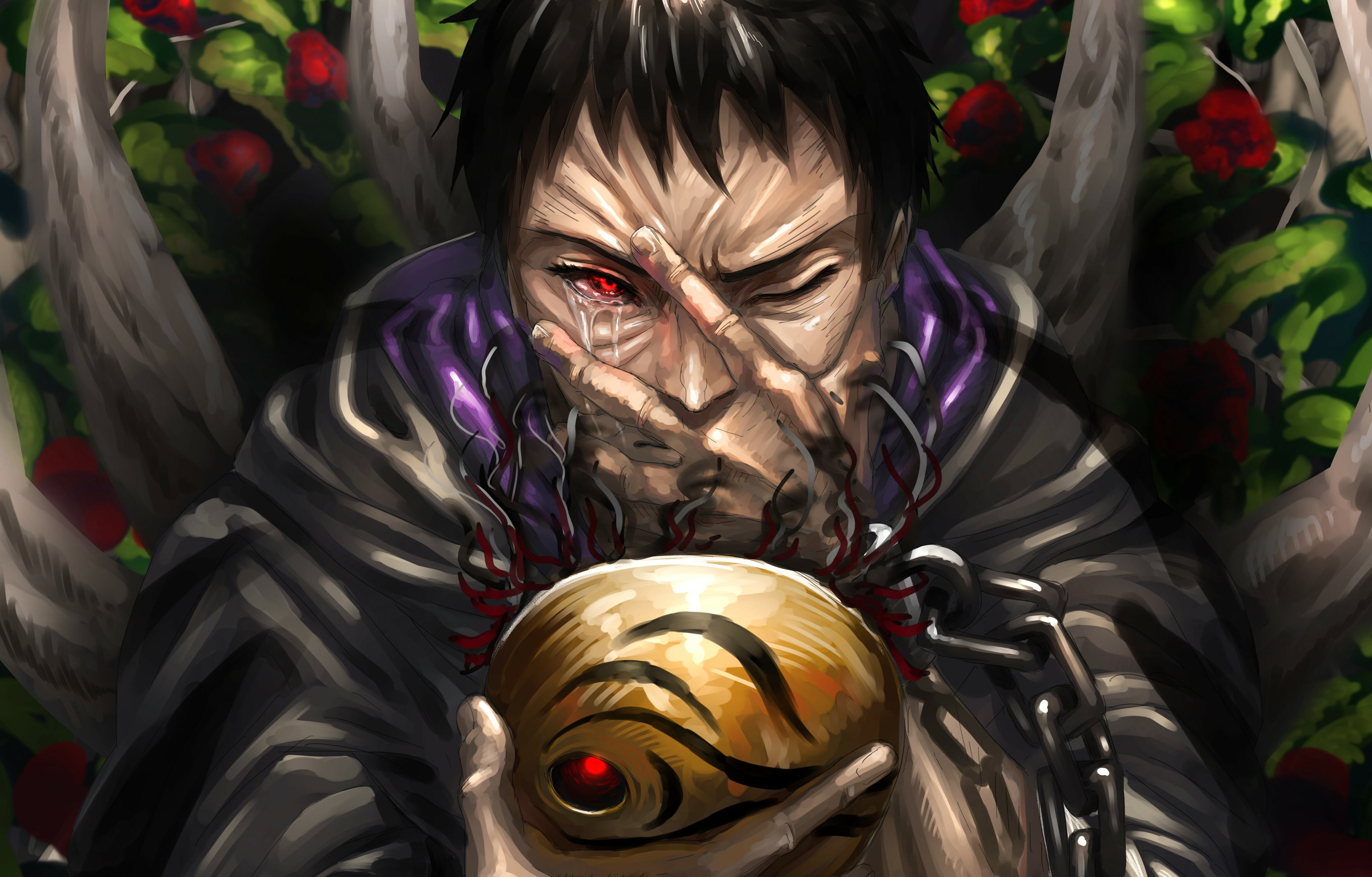 Sharingan (Naruto), 4K, Obito Uchiha, Mask, Naruto, HD Wallpaper