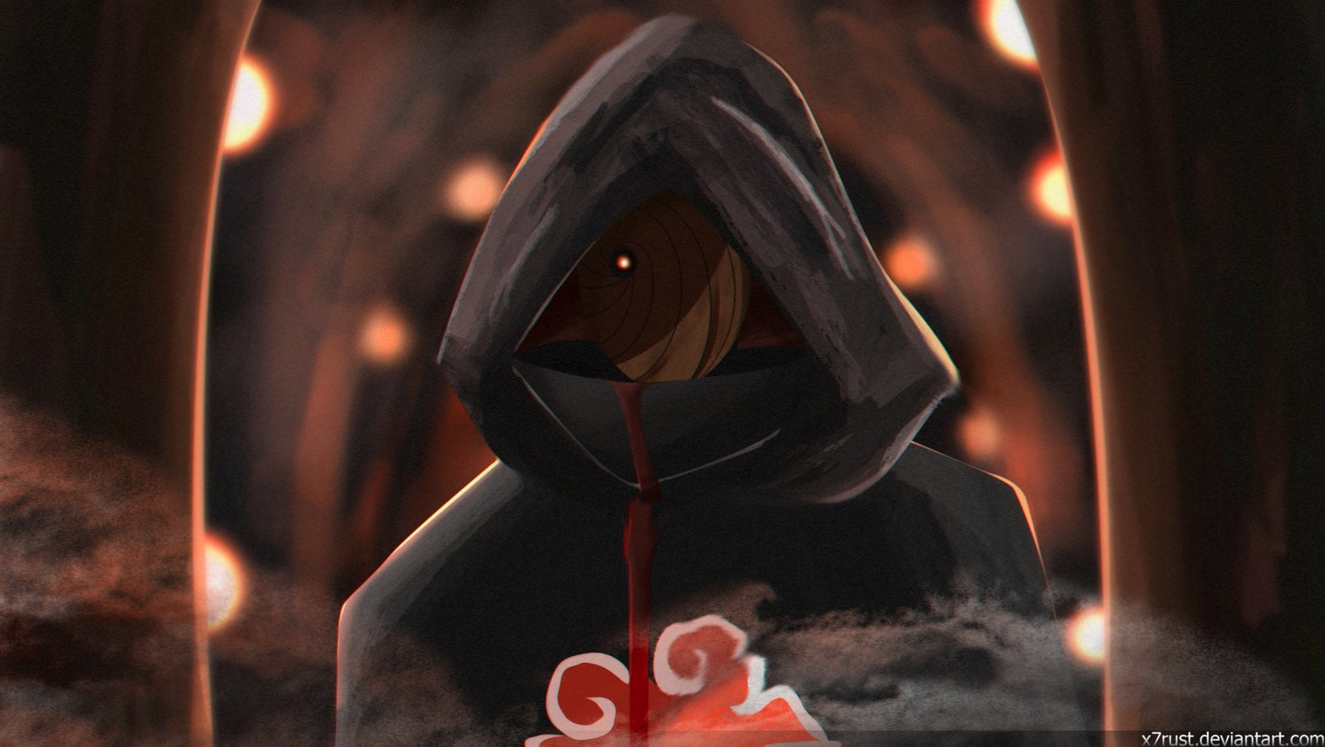 nature, heat - temperature, indoors, flame, communication, front view, burning, 1080P, fire - natural phenomenon, Anime, Obito Uchiha, one person, close-up, HD Wallpaper