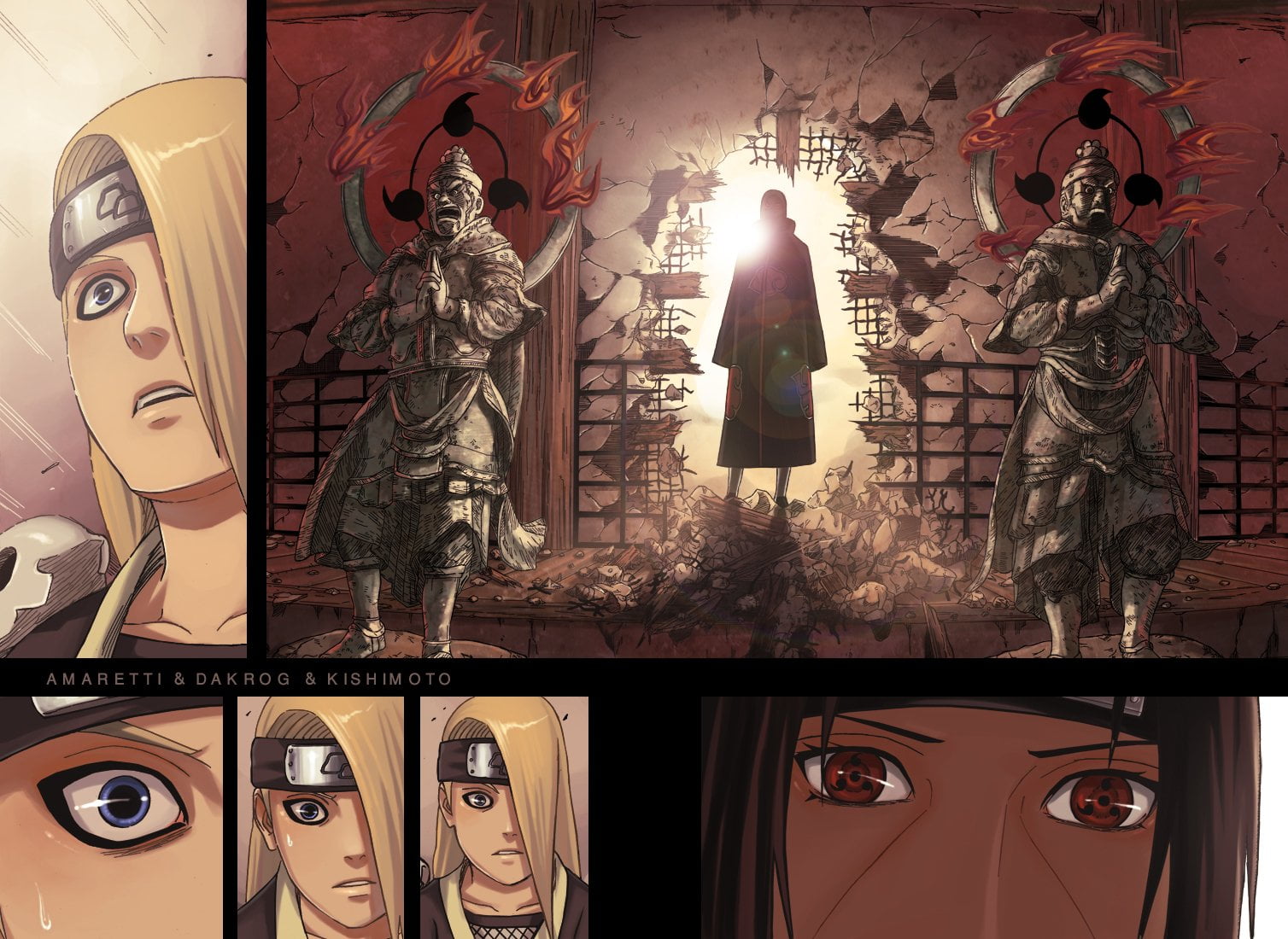 no people, Anime, Naruto, male likeness, creativity, frame, comic, wall - building feature, craft, choice, lighting equipment, statue, illuminated, mural, HD Wallpaper