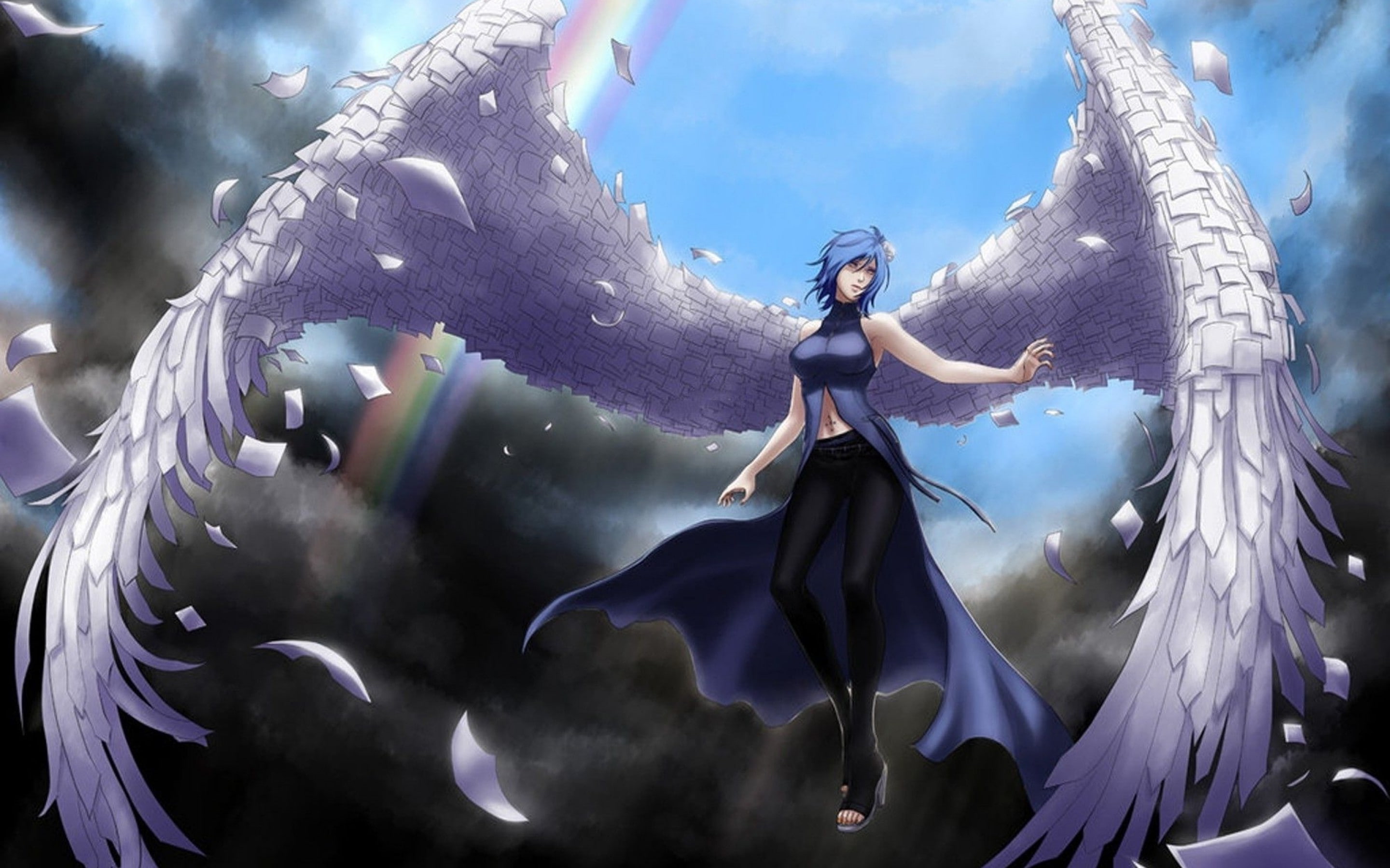 paper, Konan, angel, Tenshi, Naruto Shippuuden, 2K, rainbows, HD Wallpaper