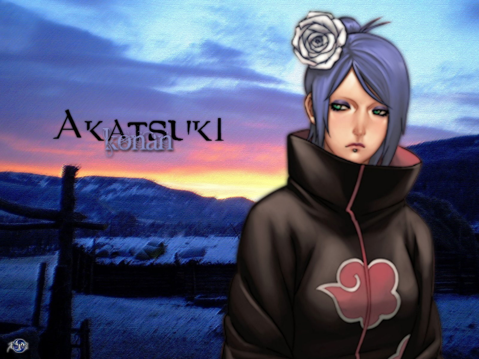 Naruto, beauty, emotion, beautiful woman, women, portrait, western script, clothing, adult, cloud - sky, text, Konan (Naruto), sky, sign, looking at camera, HD Wallpaper