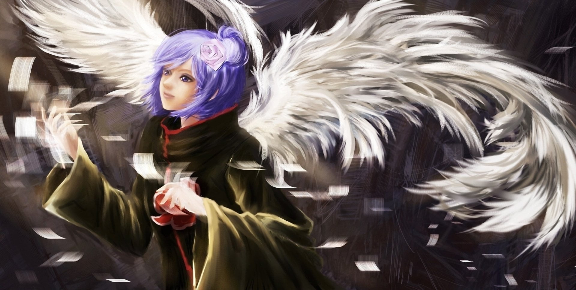festival, hairstyle, Feather, hair, disguise, lifestyles, Konan (Naruto), unrecognizable person, Girl, real people, mask - disguise, Flower, illustration, HD Wallpaper