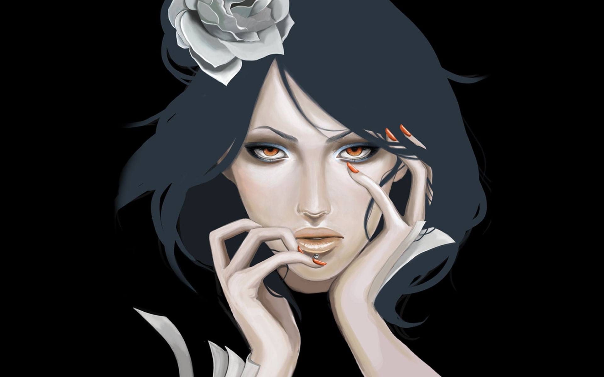 Akatsuki, Naruto, girl, piercing, leaves, flower, 1080P, Konan, HD Wallpaper