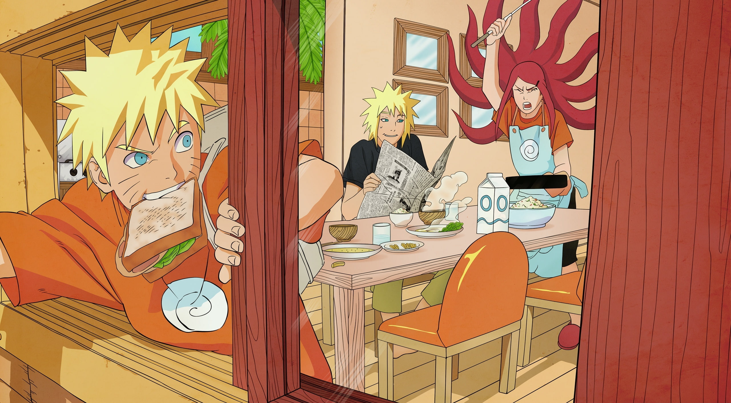 human representation, art and craft, leisure activity, naruto, window, 2K, Artistic, female likeness, Anime, minato, built structure, wall - building feature, HD Wallpaper
