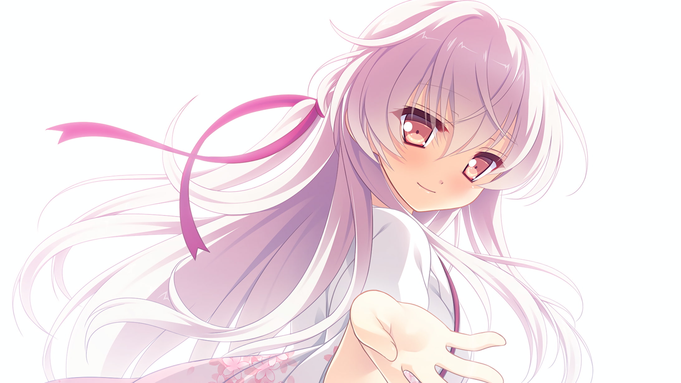1080P, pink hair, visual novel, pink eyes, Hana no No ni Saku Utakata no, HD Wallpaper