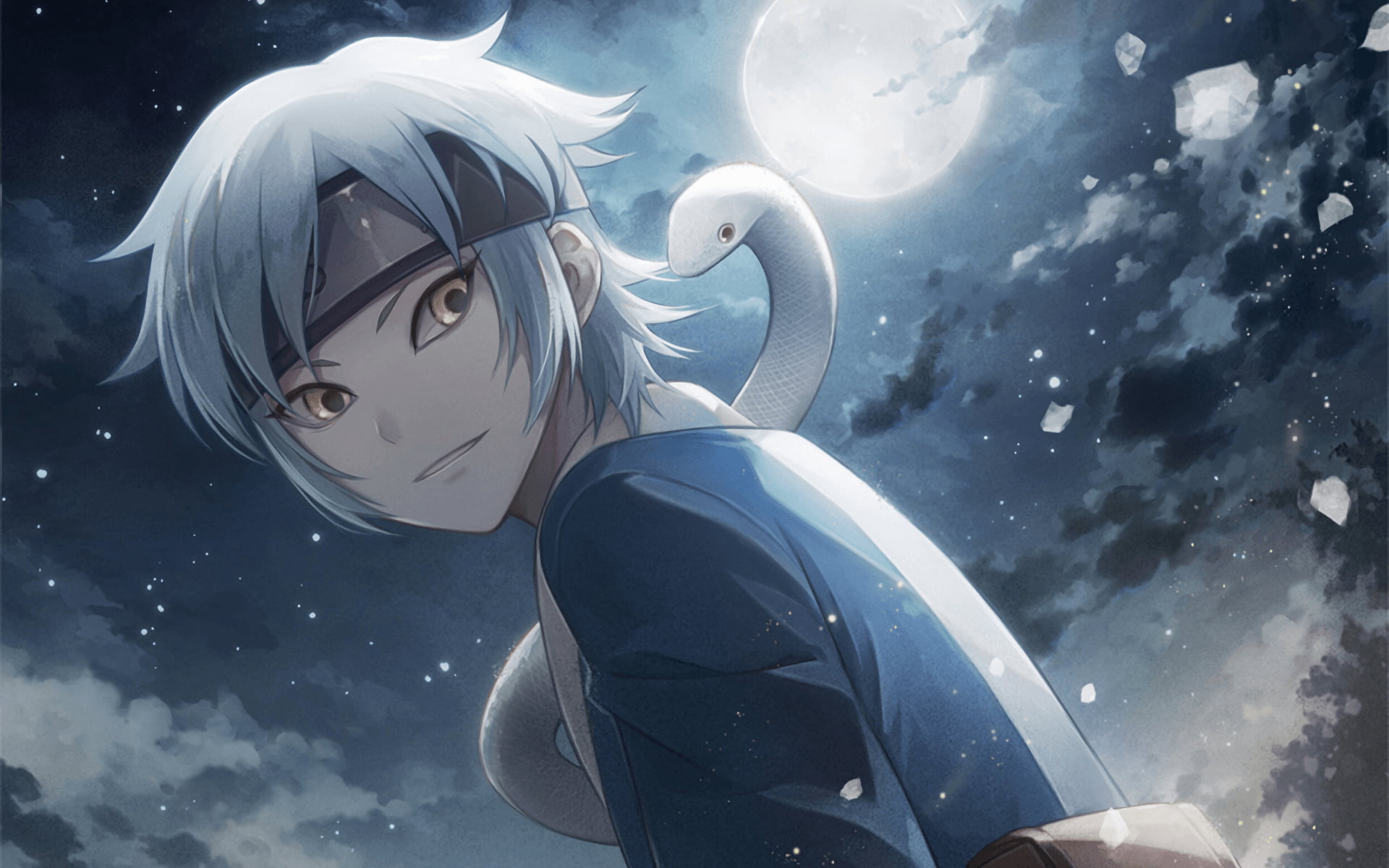 night sky, mitsuki, boruto, anime, 1080P, snake, Moon, HD Wallpaper