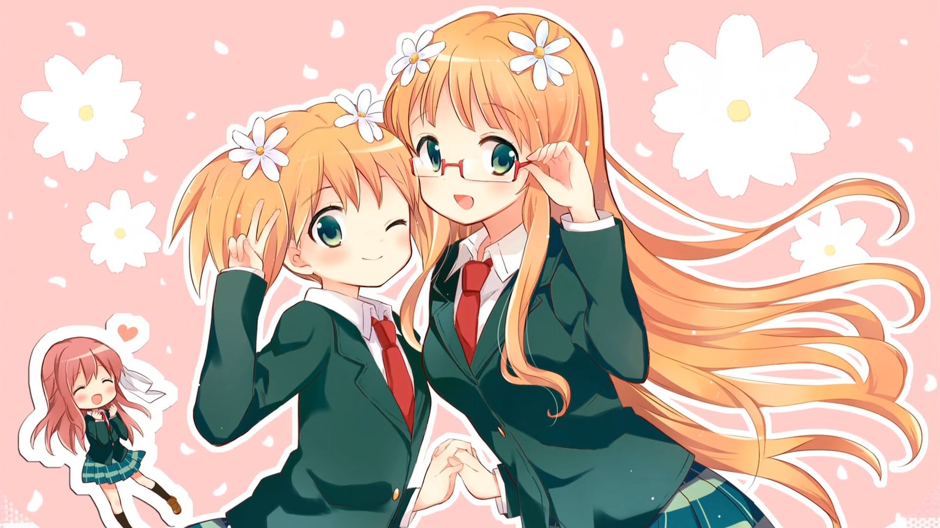 event, Sonoda Yuu, 1080P, indoors, celebration, front view, creativity, art and craft, Takayama Haruka, multi colored, anime girls, Sakura Trick, portrait, HD Wallpaper