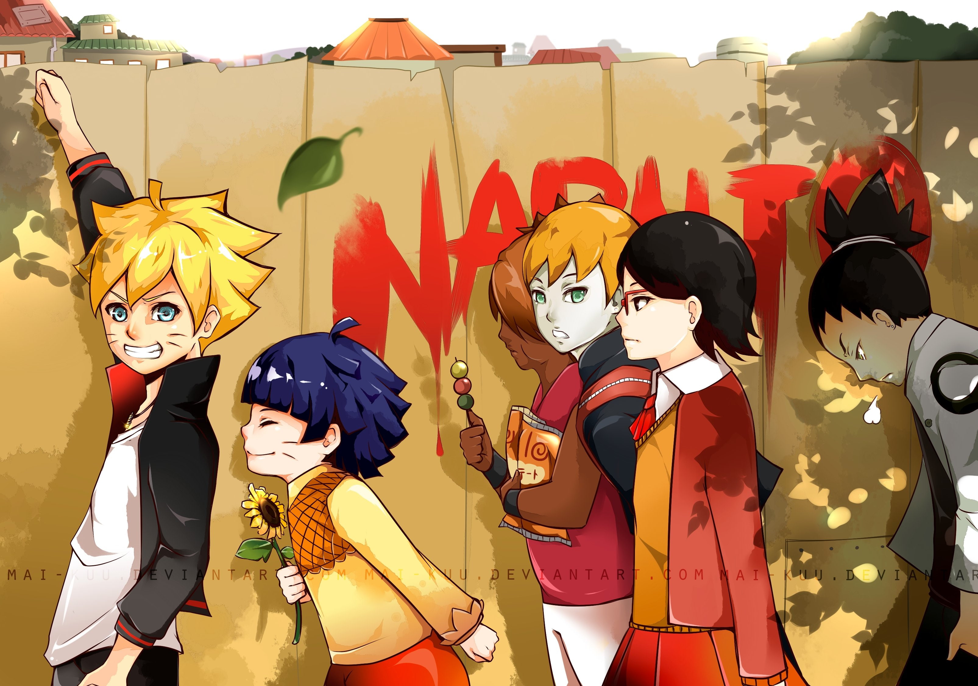 uzumaki, himawari, 2K, nara, yamanaka, naruto, shikadai, uchiha, sarada, inojin, HD Wallpaper