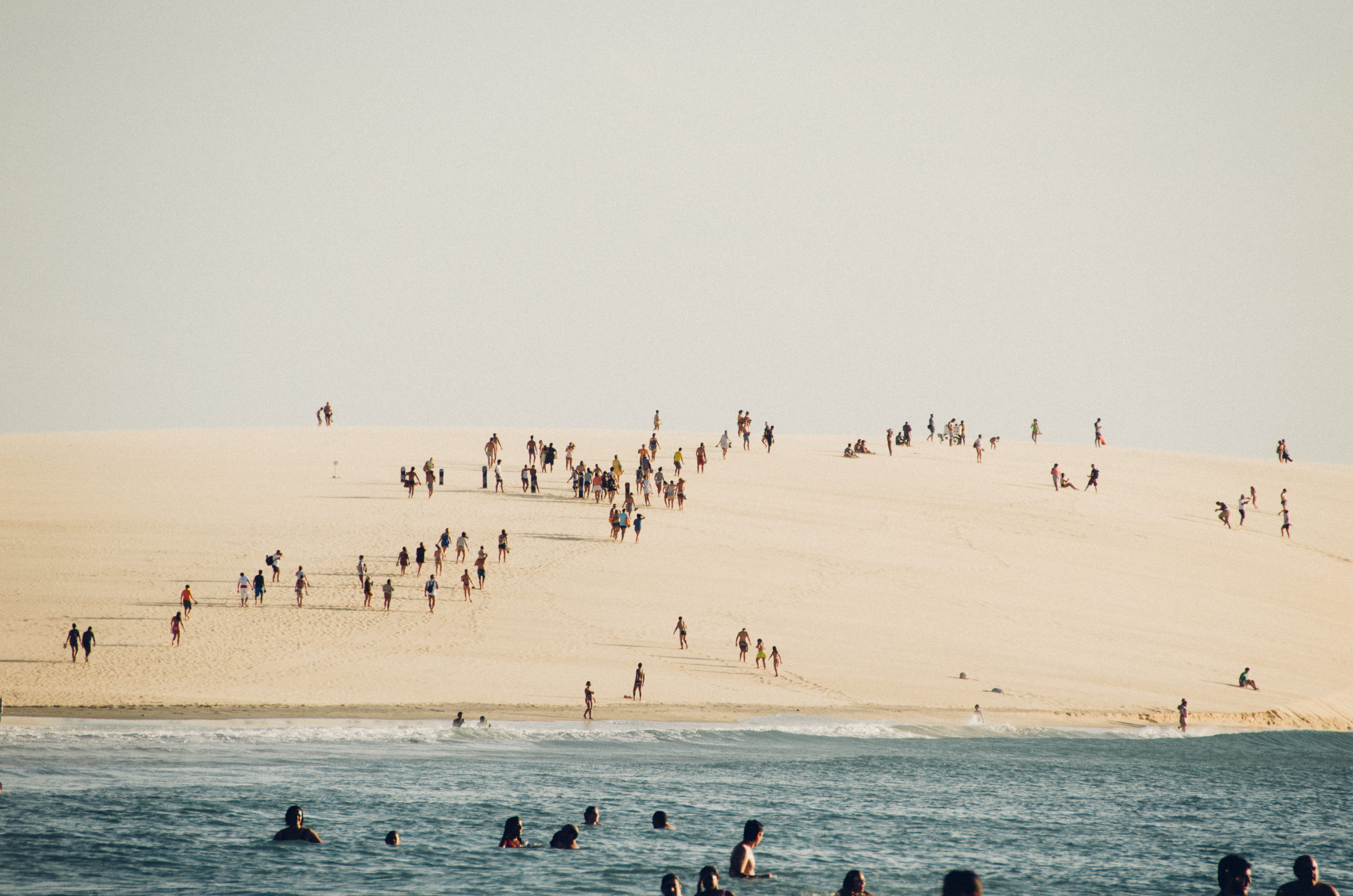 trip, body, swimming, leisure activity, group, sea, vacations, group of people, beach, dune, scenics - nature, brasil, nature, seashore, jericoacoara, large group of people, HD Wallpaper