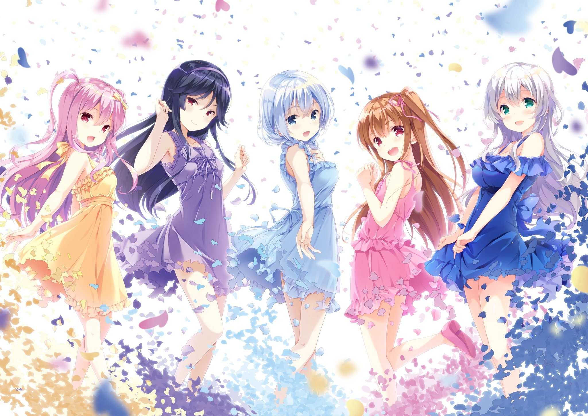 anime girls, females, young women, women, real people, 1080P, leisure activity, lifestyles, clothing, portrait, front view, hairstyle, friends, childhood, HD Wallpaper