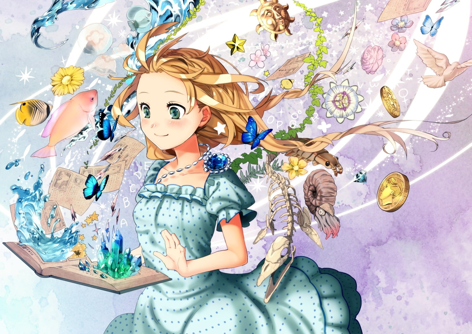 hd, hot, yosuga, Dress, hair, kasugano, nopan, natsume, sora, art, moe, 720P, anime, x, gray, HD Wallpaper