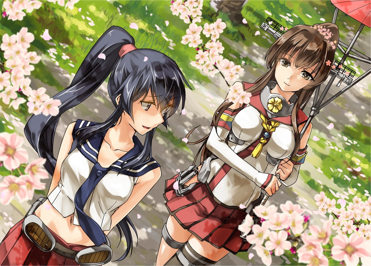 young women, lifestyles, flower, young adult, women, anime, hairstyle, fashion, Yamato (KanColle), long hair, people, portrait, three quarter length, 480P, HD Wallpaper