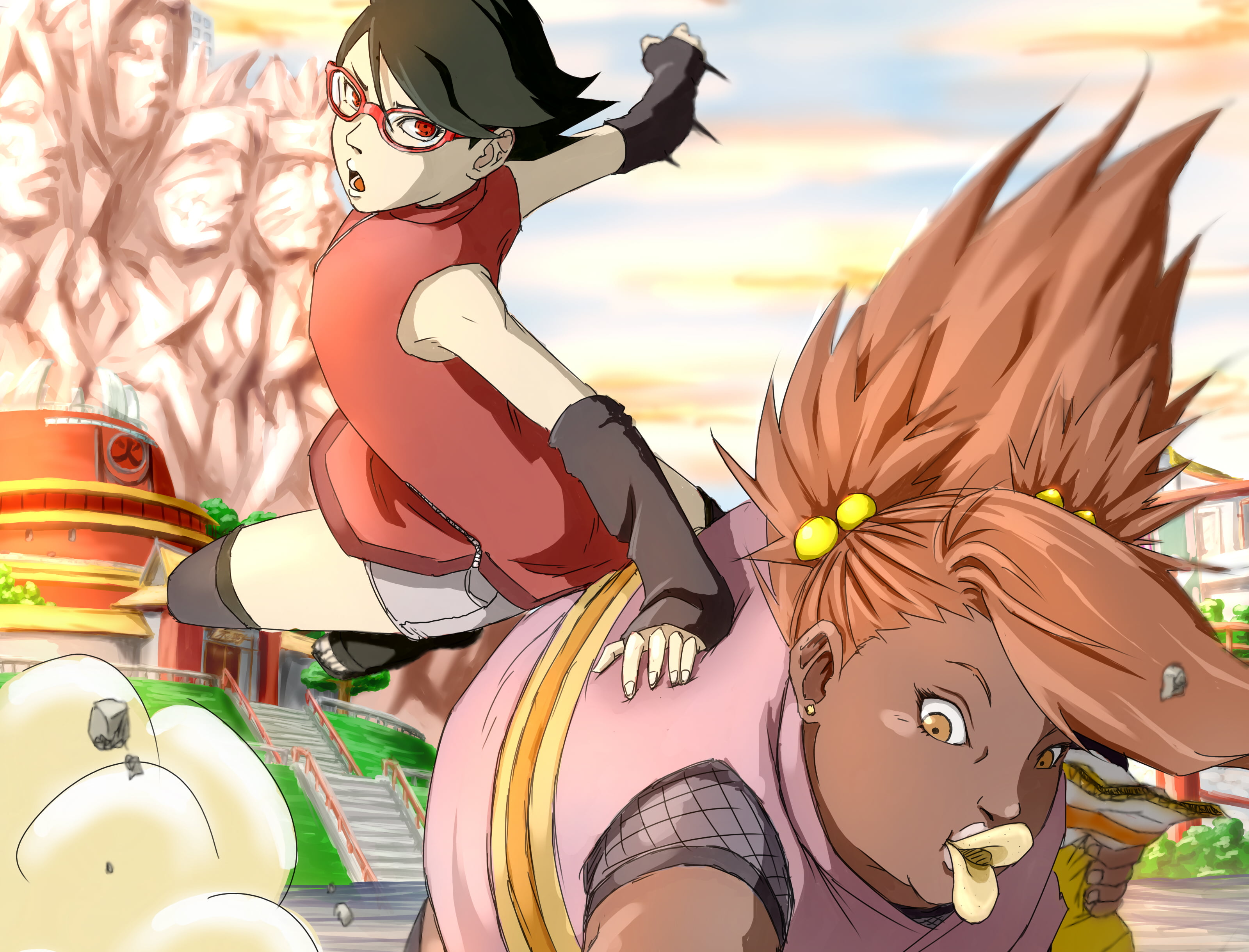 2K, Naruto, Boruto, Chōchō Akimichi, Sarada Uchiha, HD Wallpaper