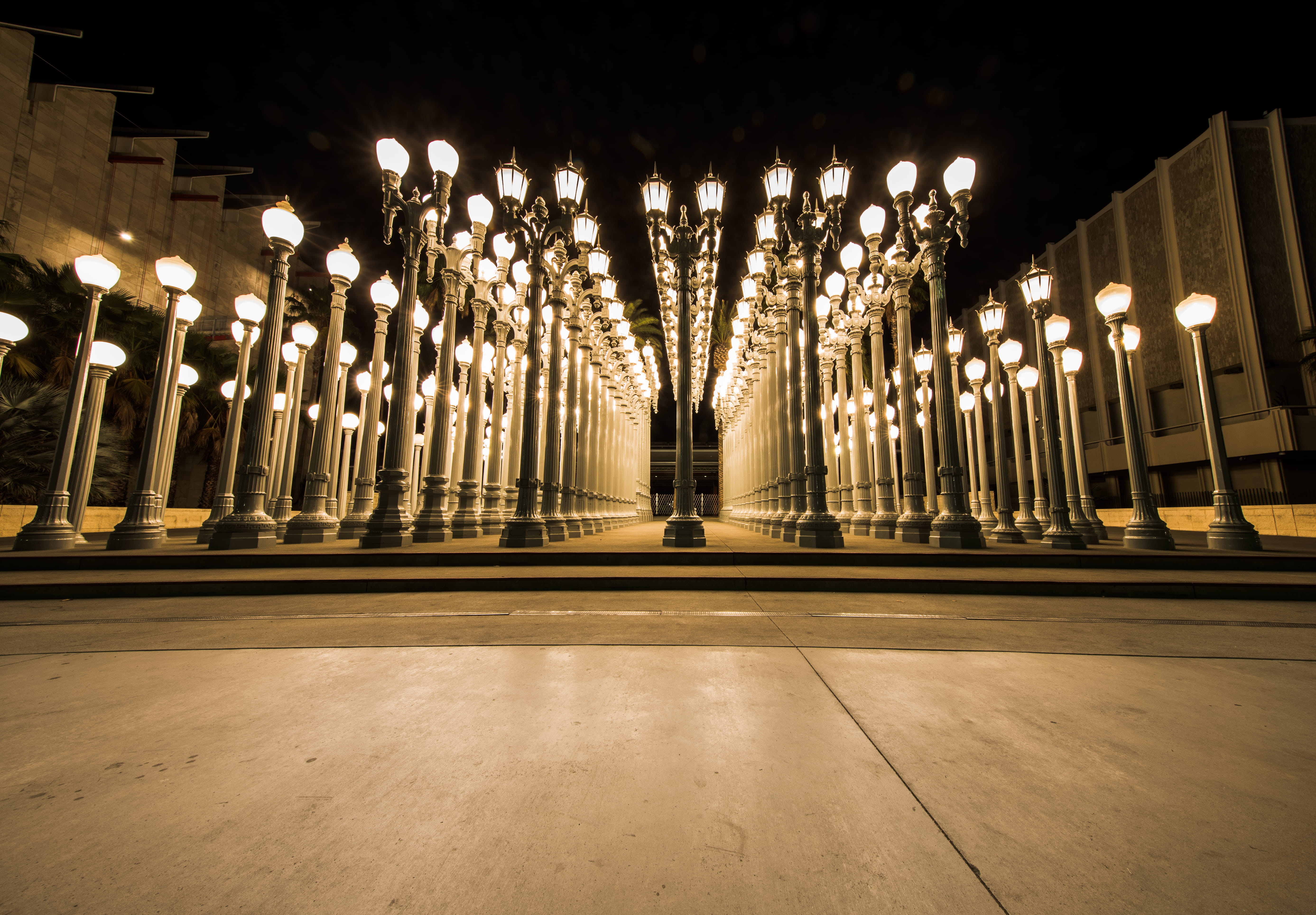 light - natural phenomenon, lights, 5K, transportation, architectural column, no people, night, indoors, lighting equipment, architecture, colonnade, in a row, HD Wallpaper
