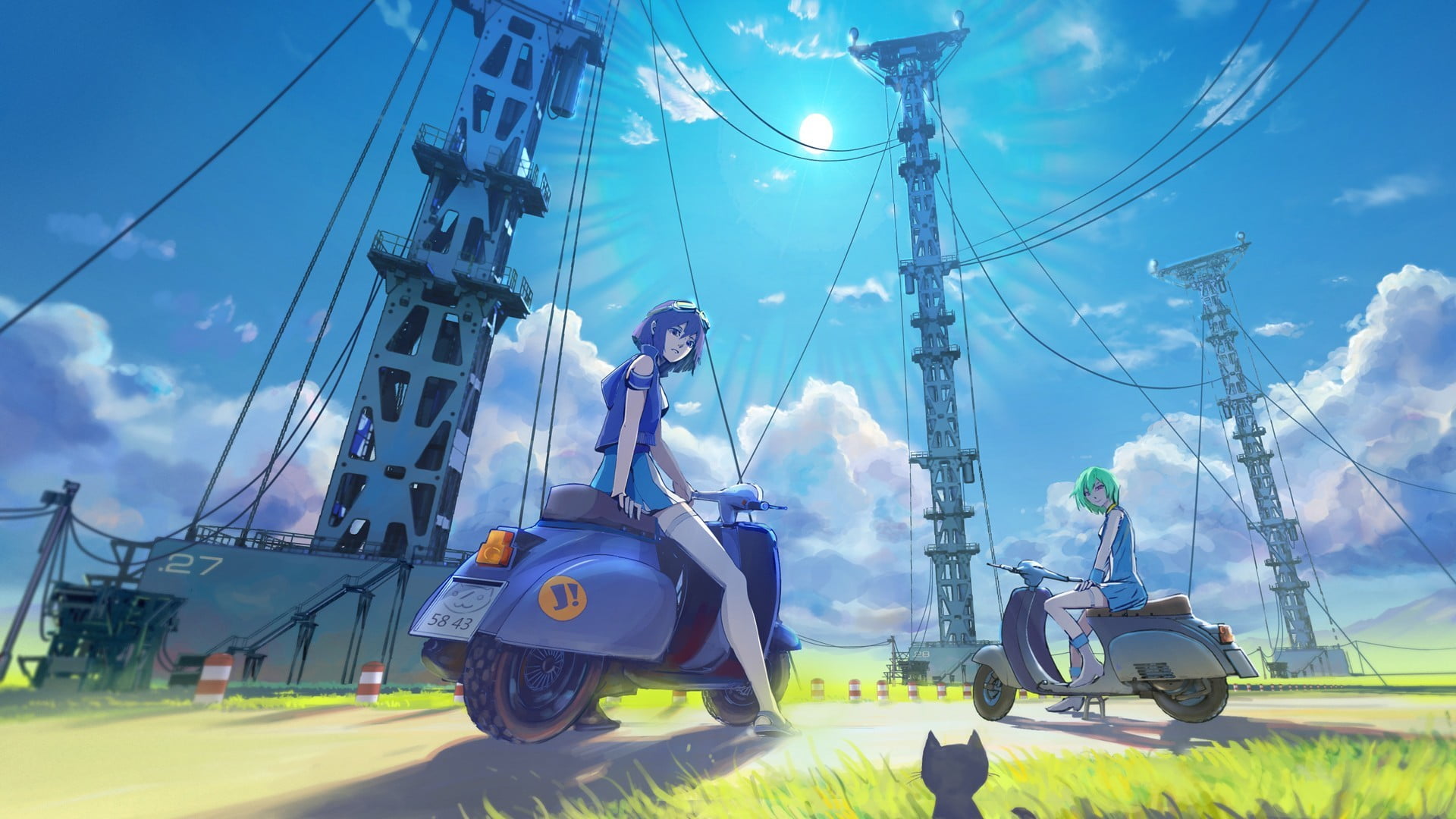 real people, cable, transportation, land vehicle, outdoors, industrial equipment, day, profile, blue, sky, power supply, characters, fuel and power generation, HD Wallpaper