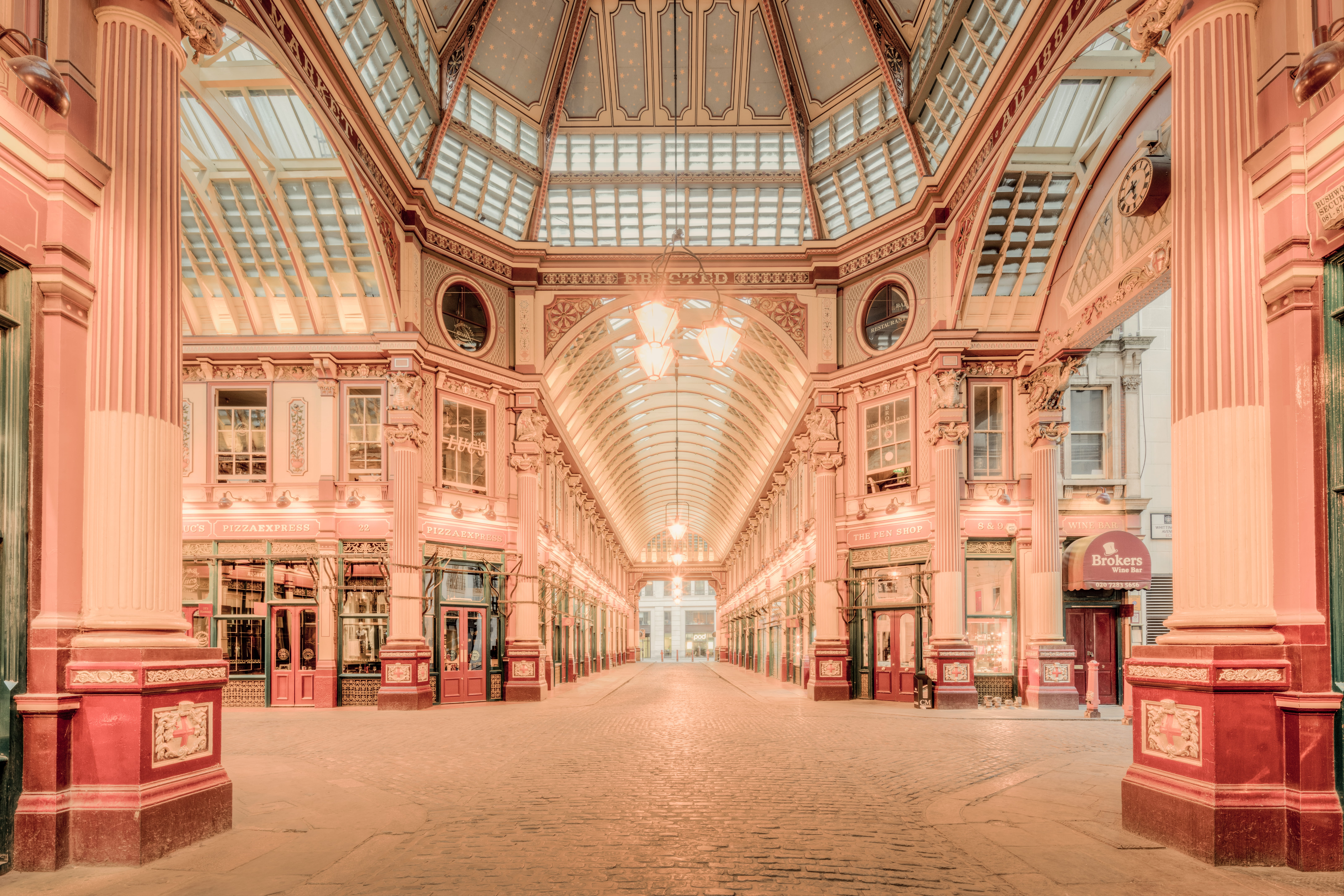 shopping mall, cobble, interior, lighting equipment, leadenhall market, building, direction, street, the way forward, built structure, no people, arcade, HD Wallpaper