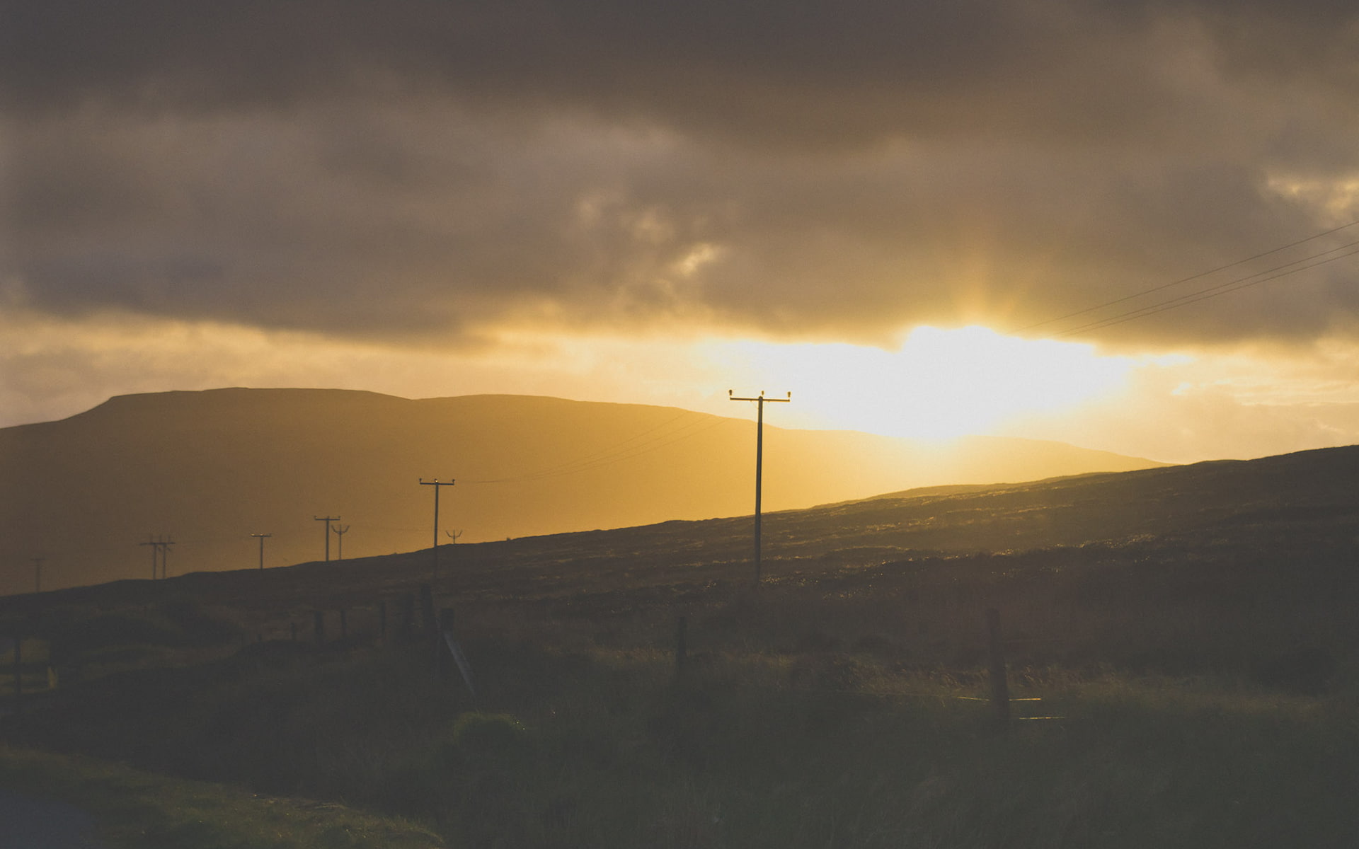 hd, sunlight, nature, line, 1080P, sunset, power, HD Wallpaper