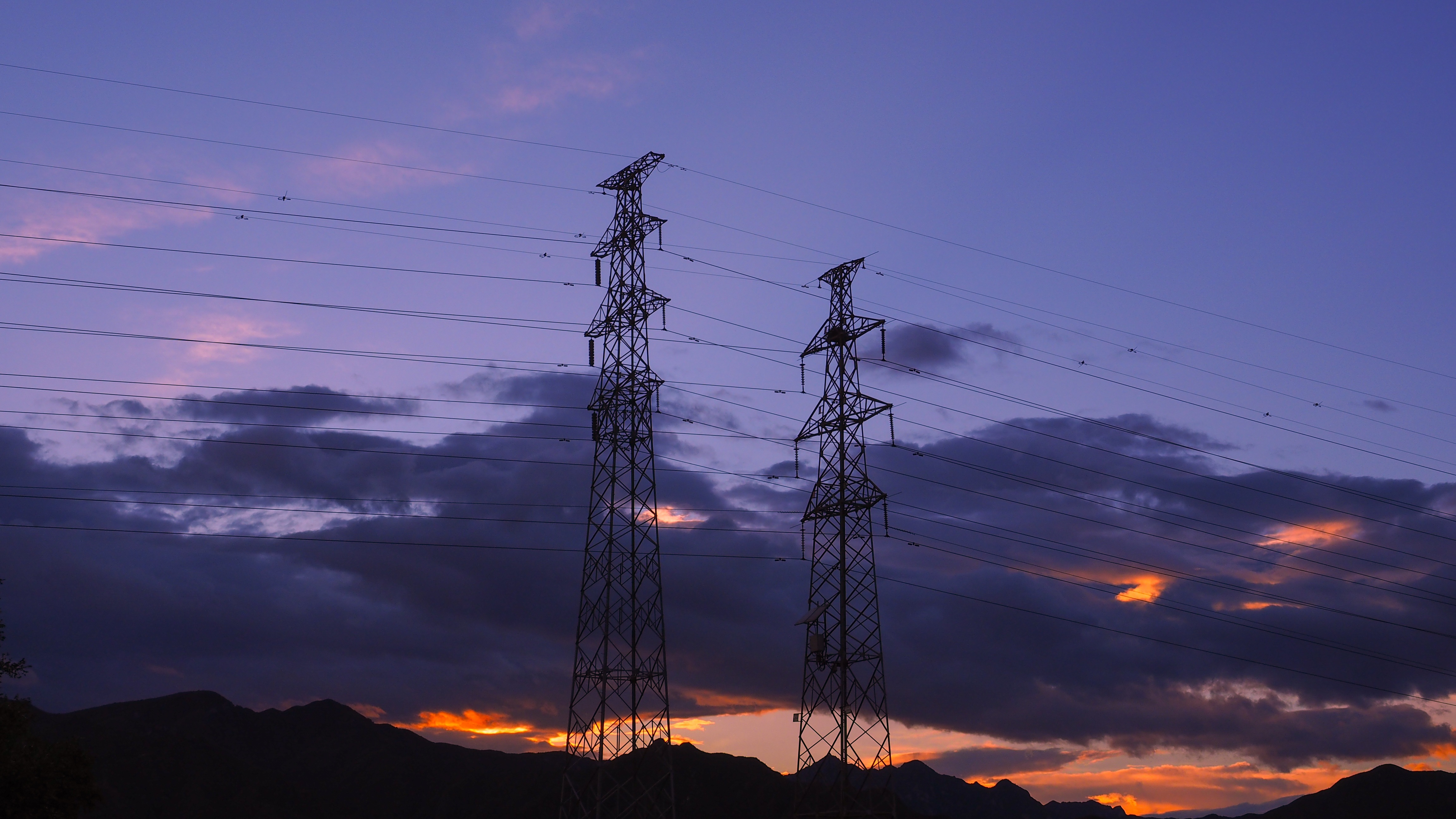 dawn, architecture, two, electrical, no people, complexity, cable, grid, built structure, electricity, sunset, connection, morning, power, dusk, evening, HD Wallpaper