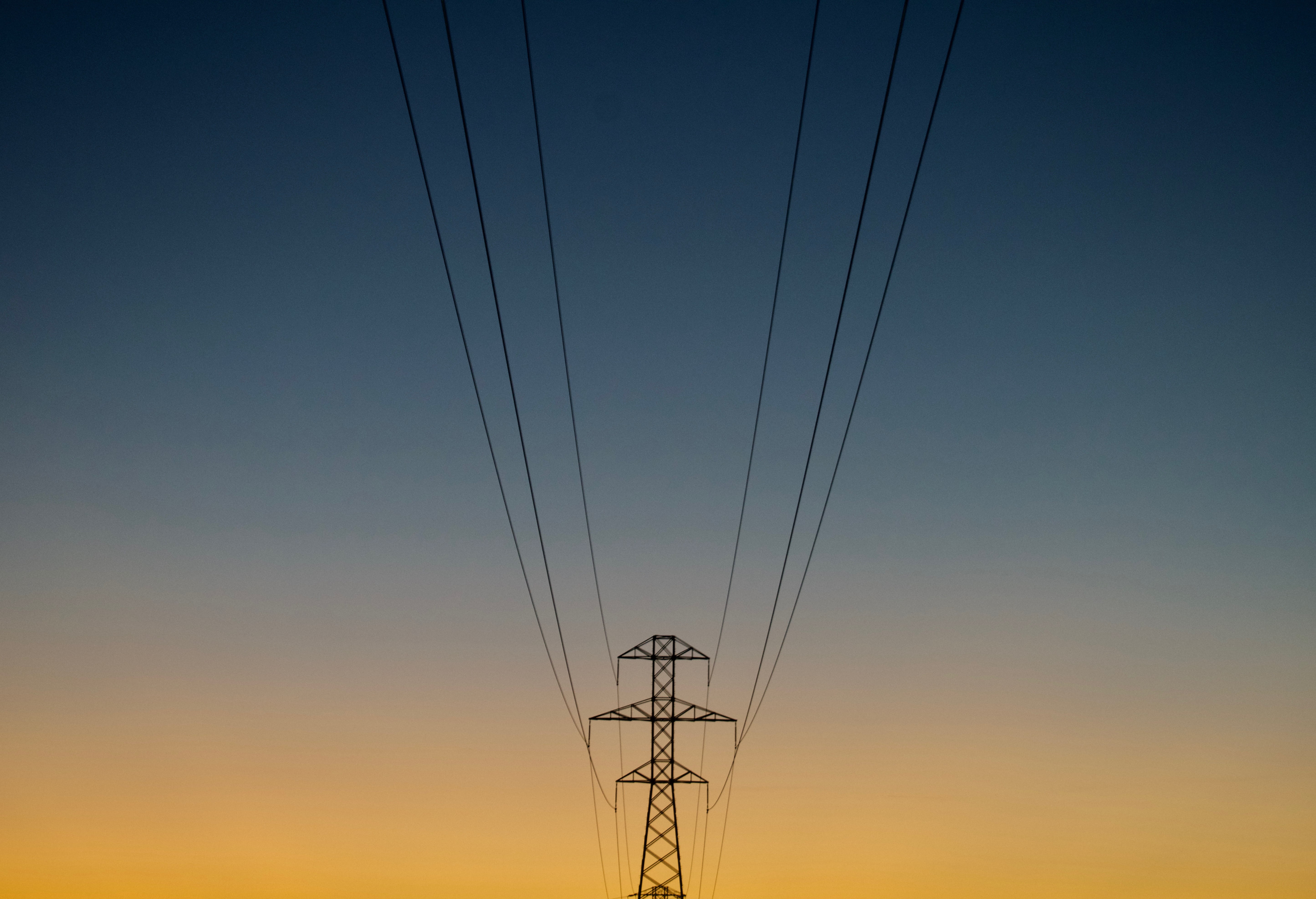 tower, hour, transmission, clear sky, nature, cable, photography, outdoors, tall - high, technology, sky, dusk, gray, utility, silhouette, golden, power supply, HD Wallpaper