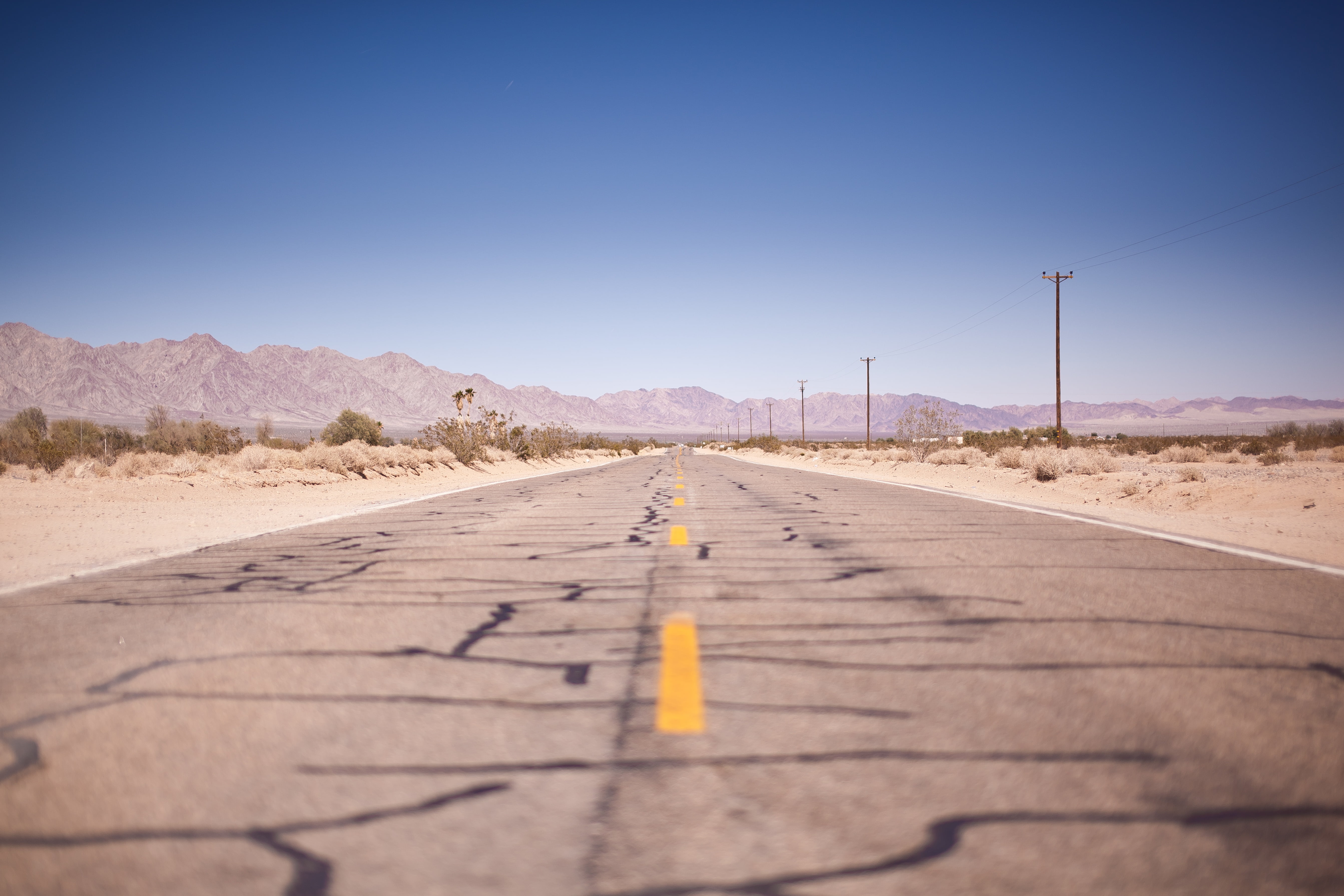 the way forward, los angeles, no people, direction, asphalt, photography, travel, nevada, usa, diminishing perspective, clear sky, road marking, brown, HD Wallpaper