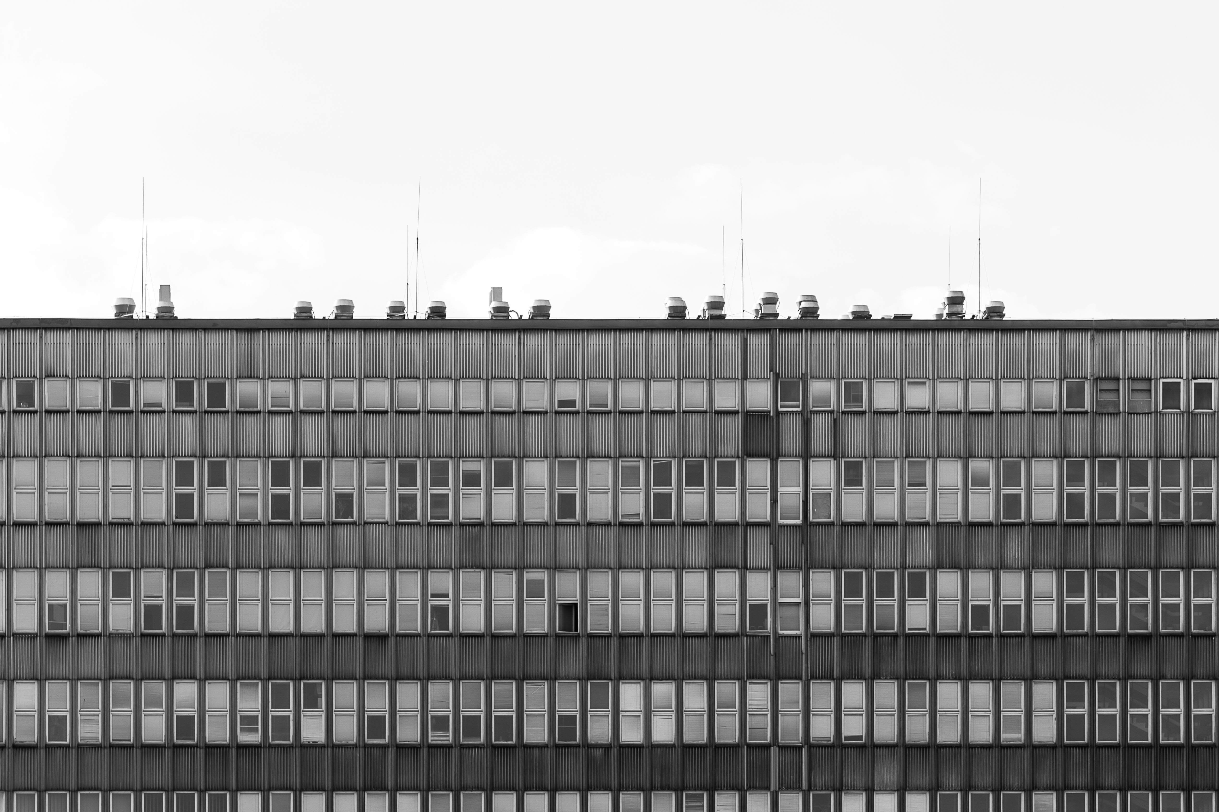 black and white, day, built structure, apartment exterior, city, old, apartment building, connection, no people, transportation, wrocław, industry, poland, HD Wallpaper