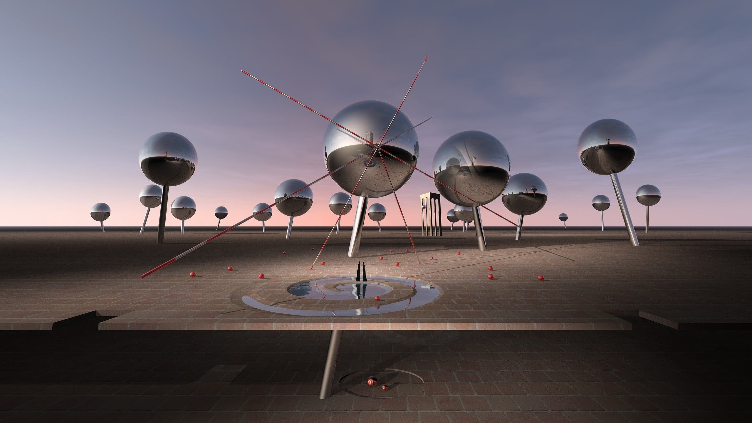 technology, transportation, communication, outdoors, table, blue, 2K, gray, antenna - aerial, wood - material, flying, nature, balls, sky, built structure, HD Wallpaper