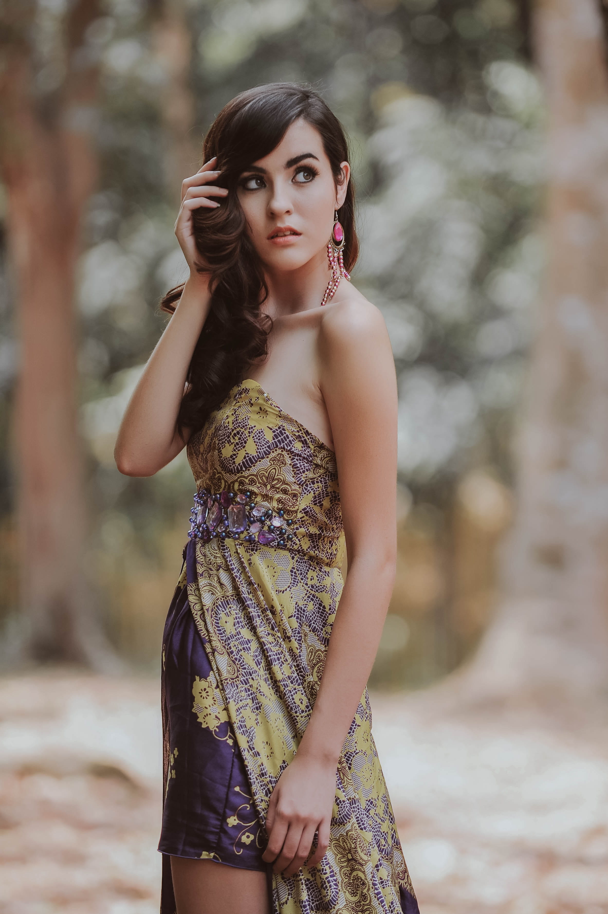 evening dress, focus on foreground, tube, female, long hair, animal, young women, wearing, dress, one person, hairstyle, beautiful woman, person, russian, Phone HD Wallpaper